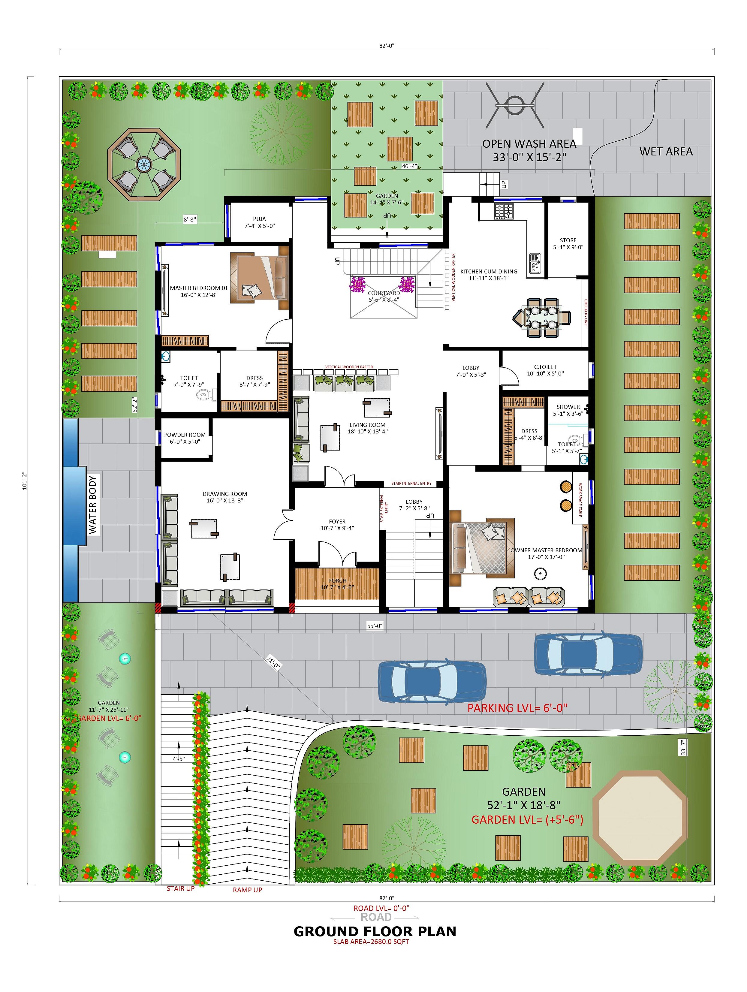 80X100 House Plan- 8000 sq ft Residential House Design at Barwani thumbnail 2 — Project ID 7023