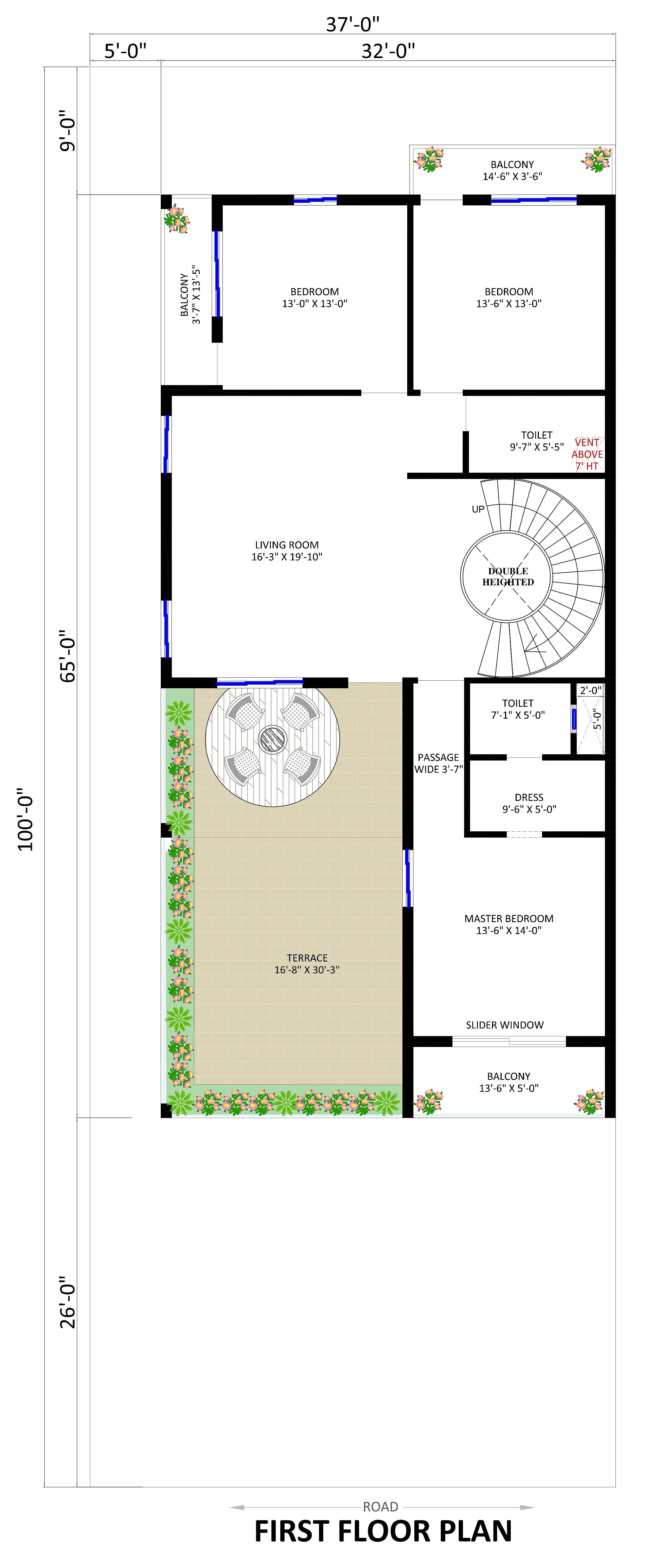 38X100 House Plan- 3800 sq ft Residential House Design at Mumbai thumbnail 2 — Project ID 7025