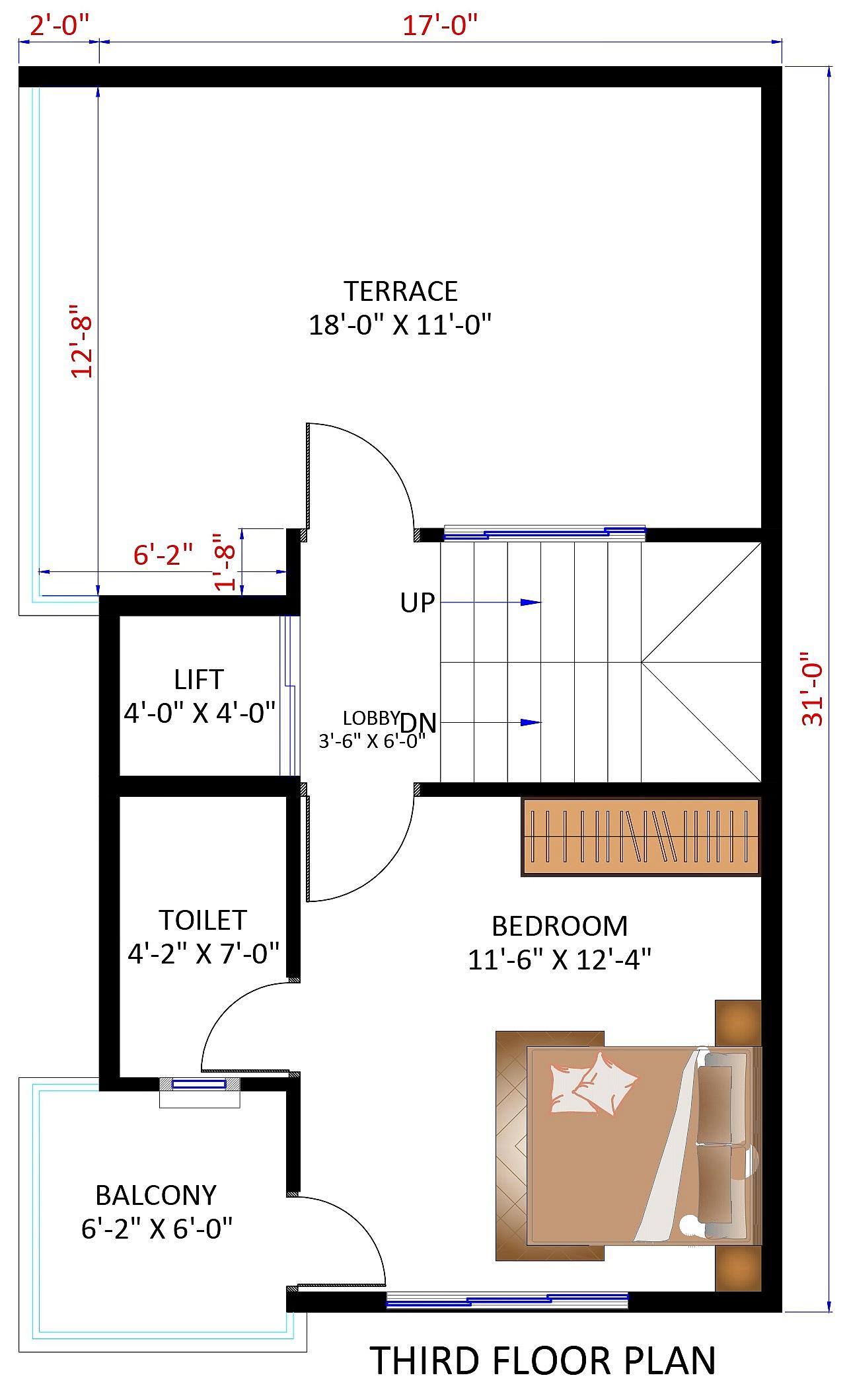 17X31 House Design with Shop Plan- 527 sq ft Residential Cum Commercial House Design at Bangalore