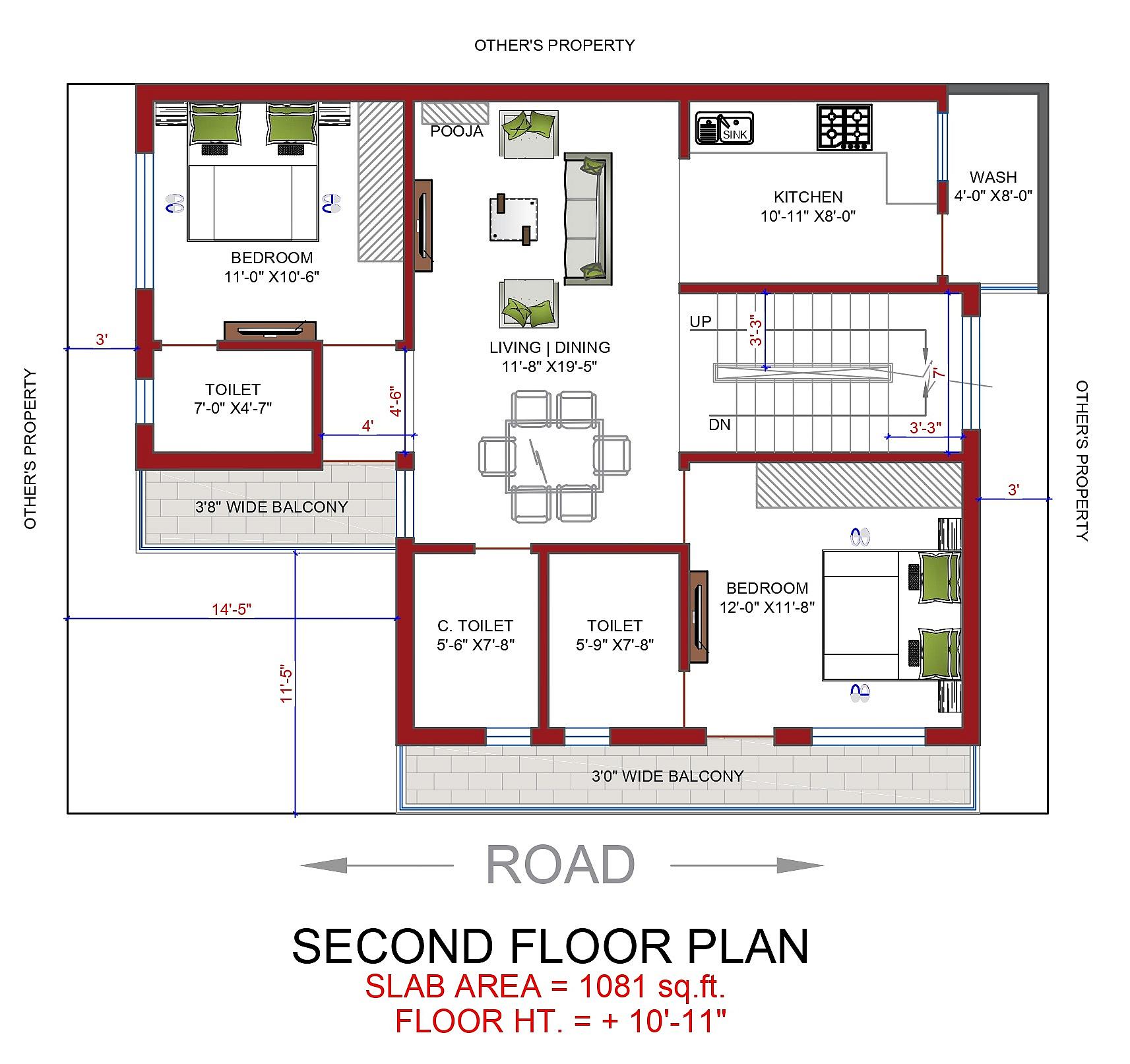 25X50 House Plan- 1250 sq ft Residential House Design at Sasaram [BR]