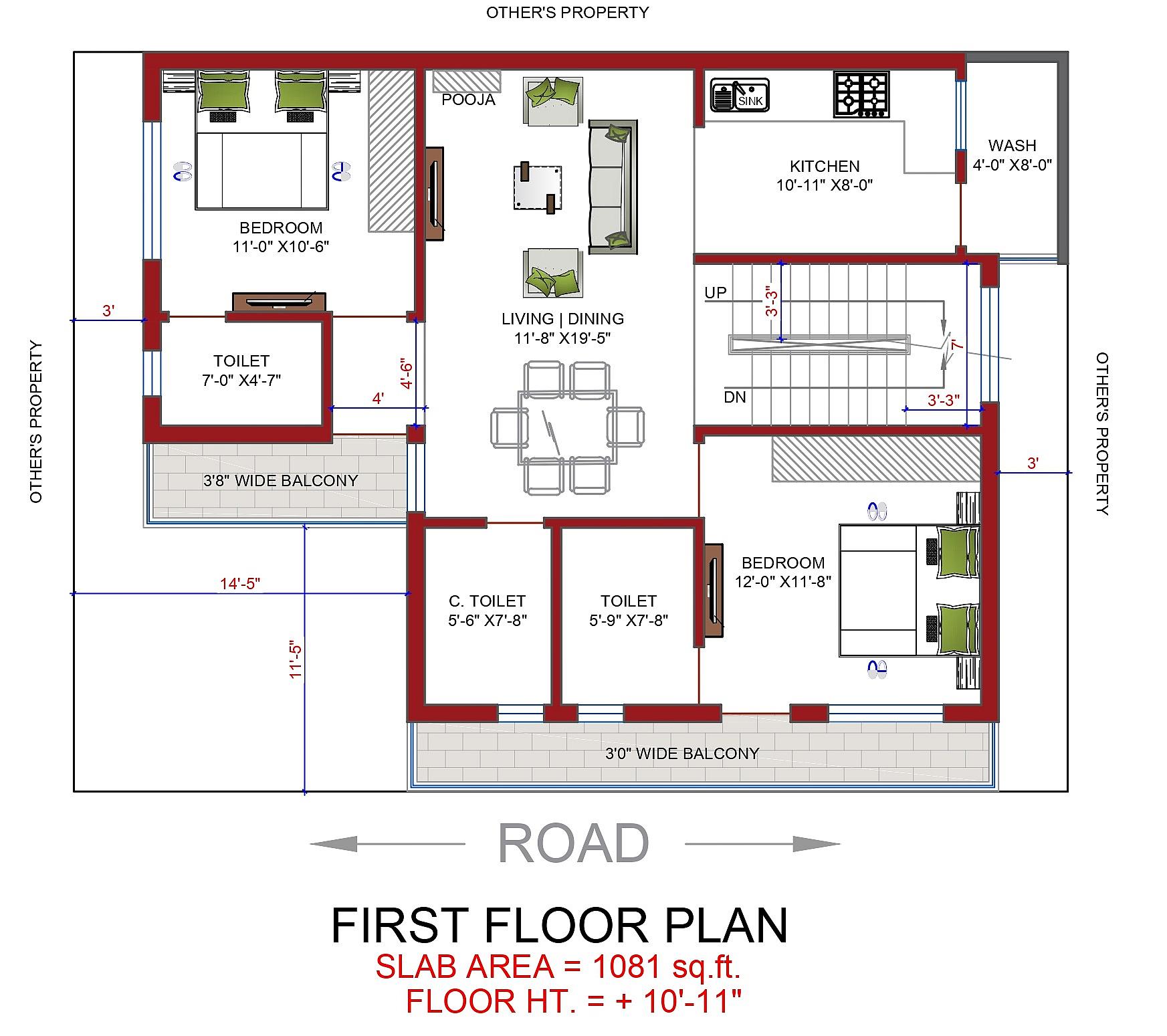 25X50 House Plan- 1250 sq ft Residential House Design at Sasaram thumbnail 2 — Project ID 7035