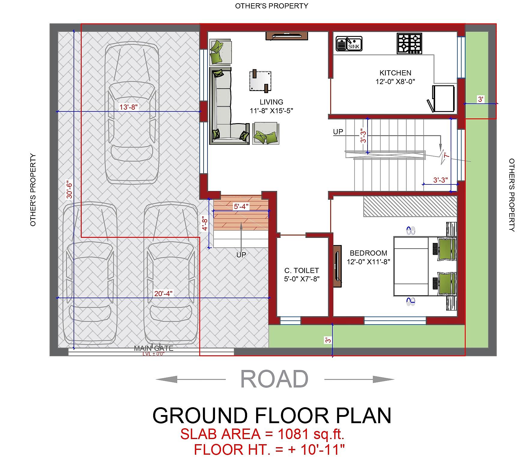 25X50 House Plan- 1250 sq ft Residential House Design at Sasaram thumbnail 3 — Project ID 7035
