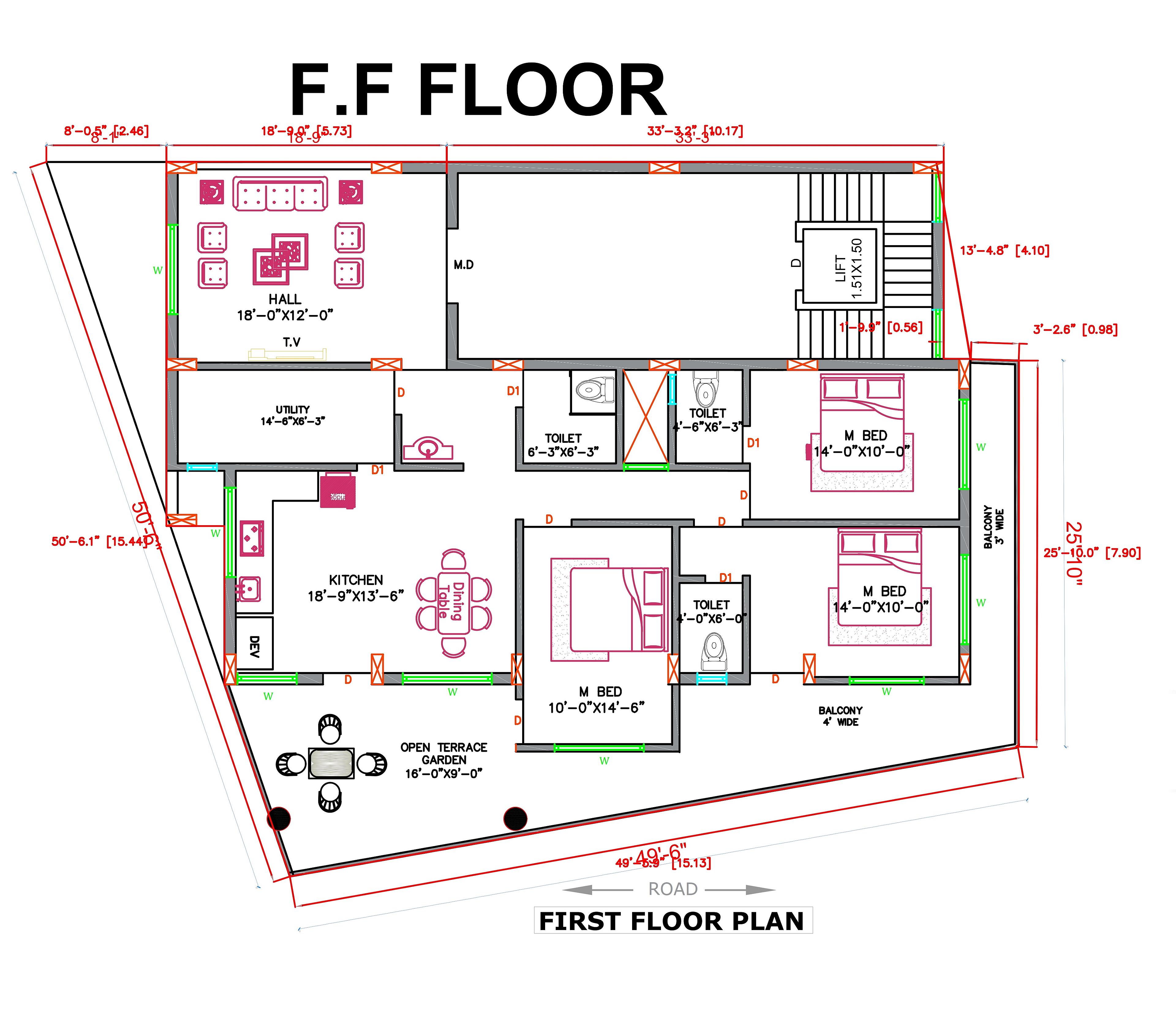 50X50 Hotel Plan- 2500 sq ft Residential Cum Commercial House Design at Malegaon thumbnail 2 — Project ID 7038