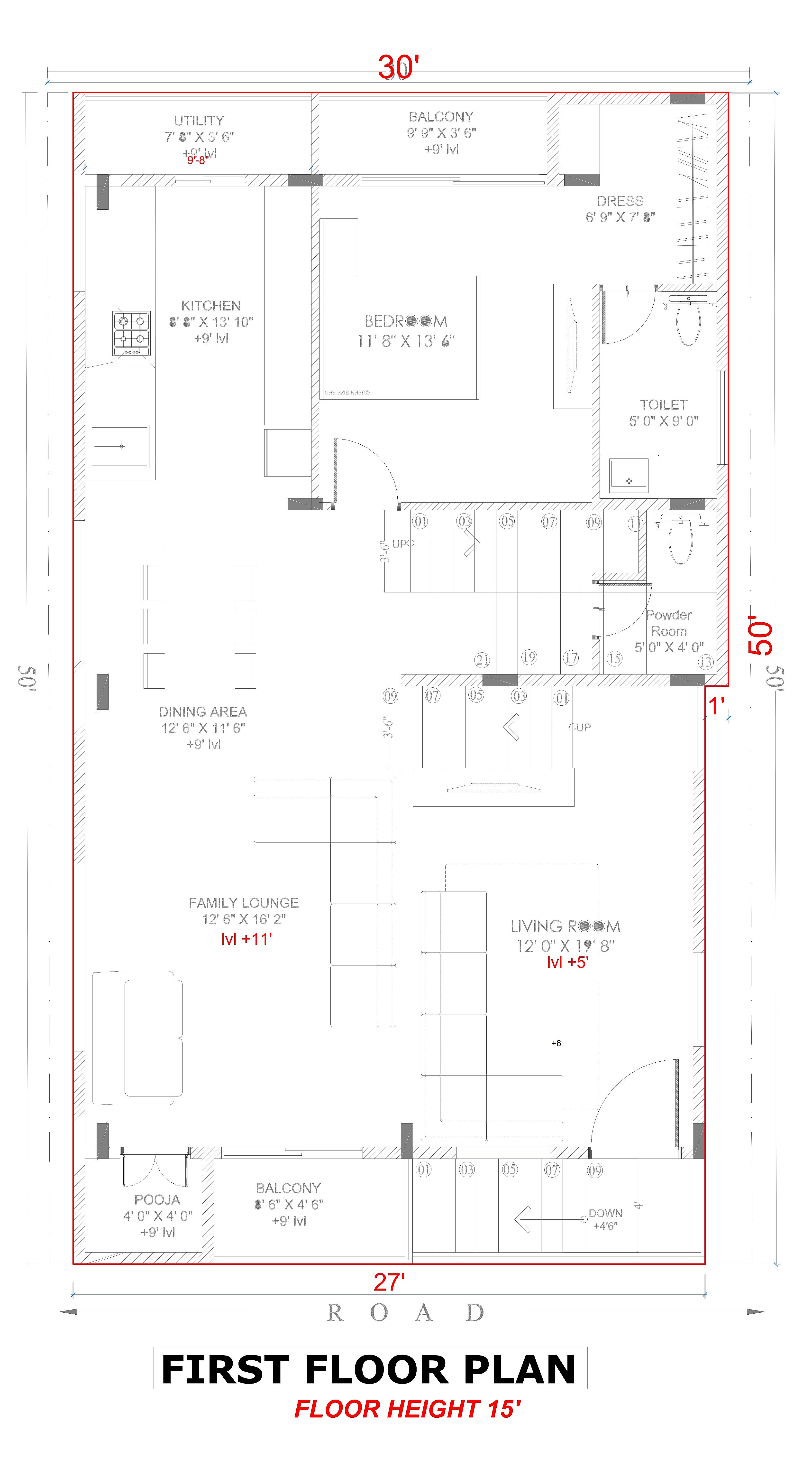 30X50 House Plan- 1500 sq ft Residential House Design at Bangalore thumbnail 4 — Project ID 7040