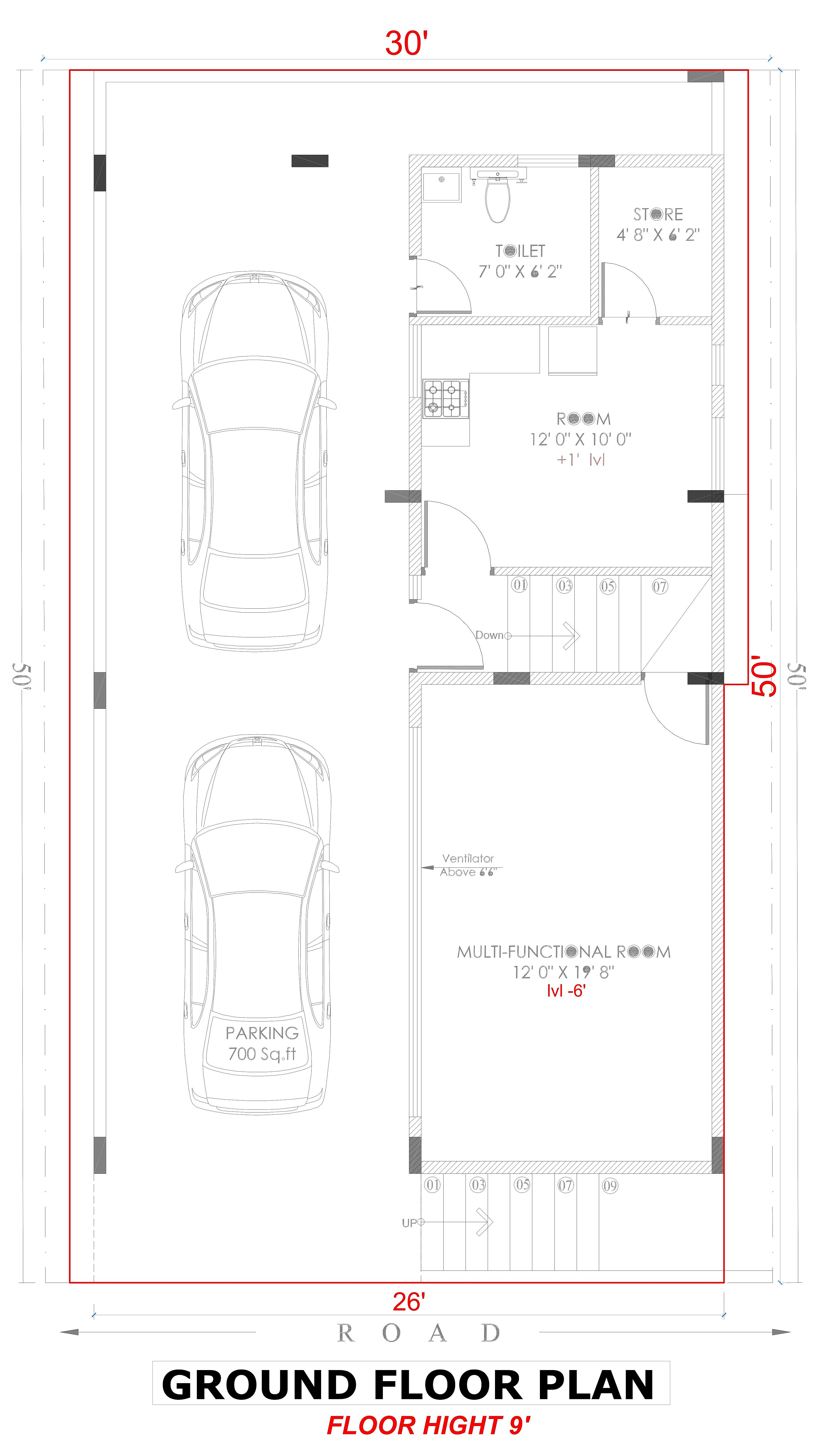30X50 House Plan- 1500 sq ft Residential House Design at Bangalore thumbnail 5 — Project ID 7040