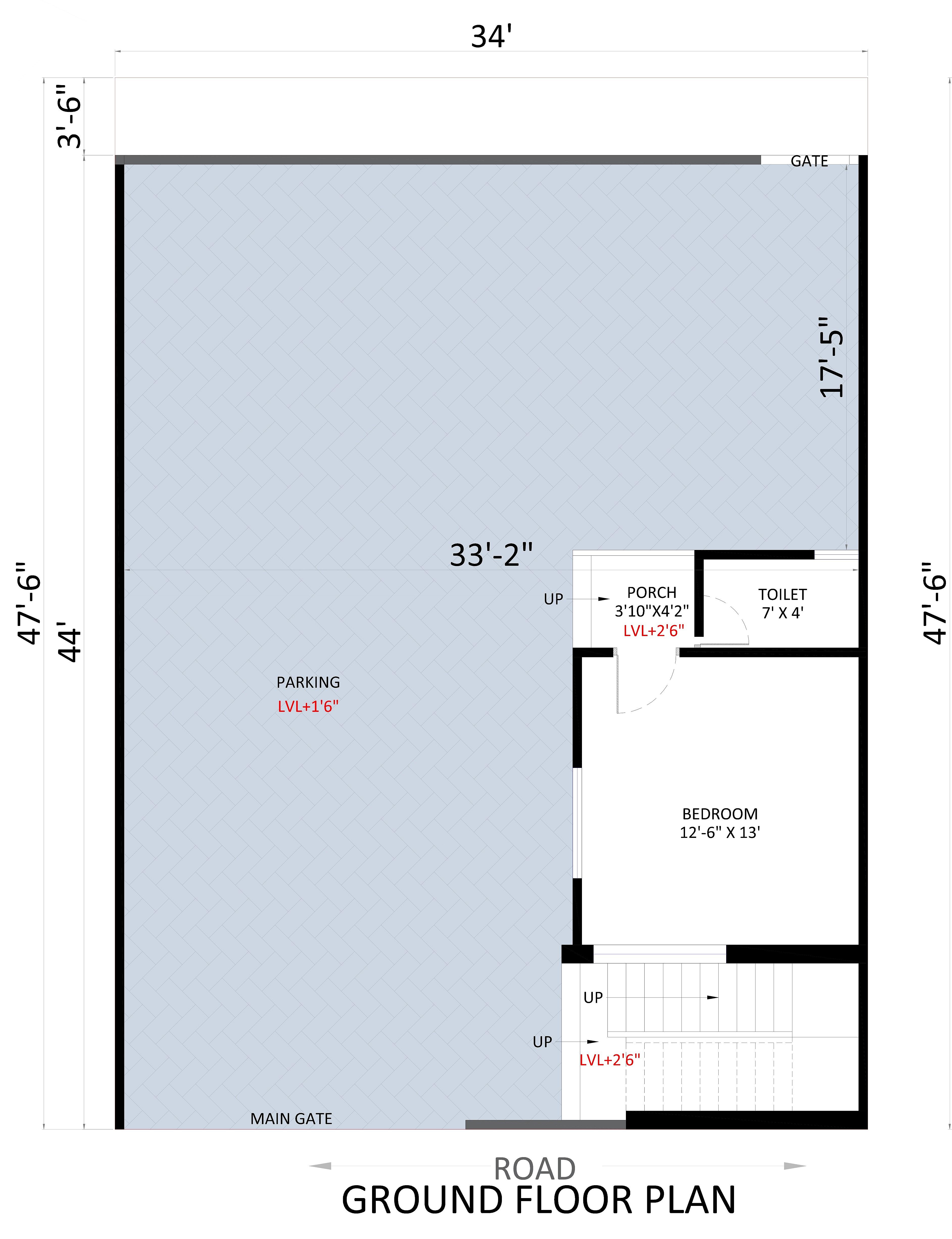 34X48 House Plan- 1632 sq ft Residential House Design at Gorakhpur thumbnail 3 — Project ID 7042