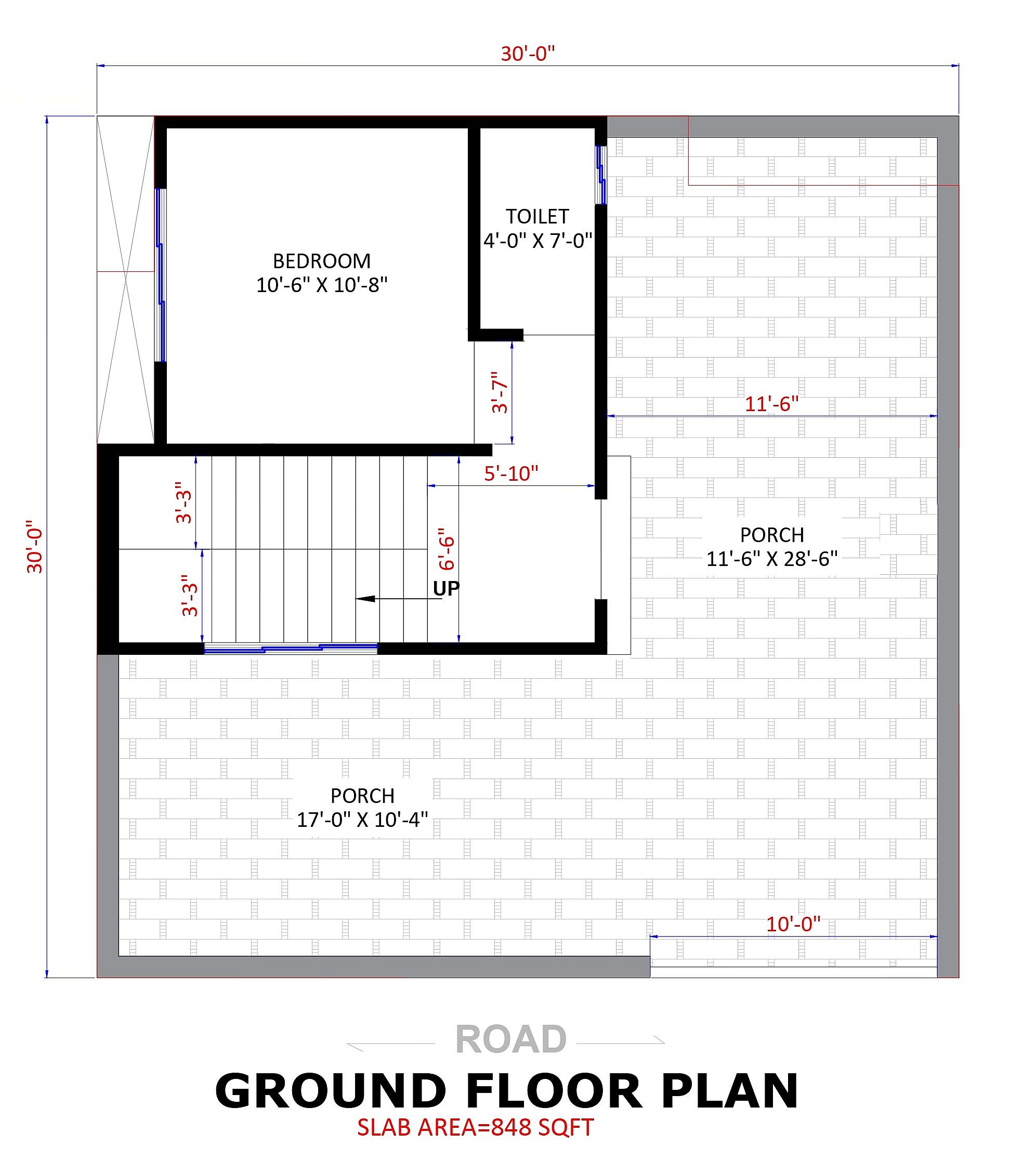 30X30 House Plan- 900 sq ft Residential House Design at Bangalore thumbnail 4 — Project ID 7054