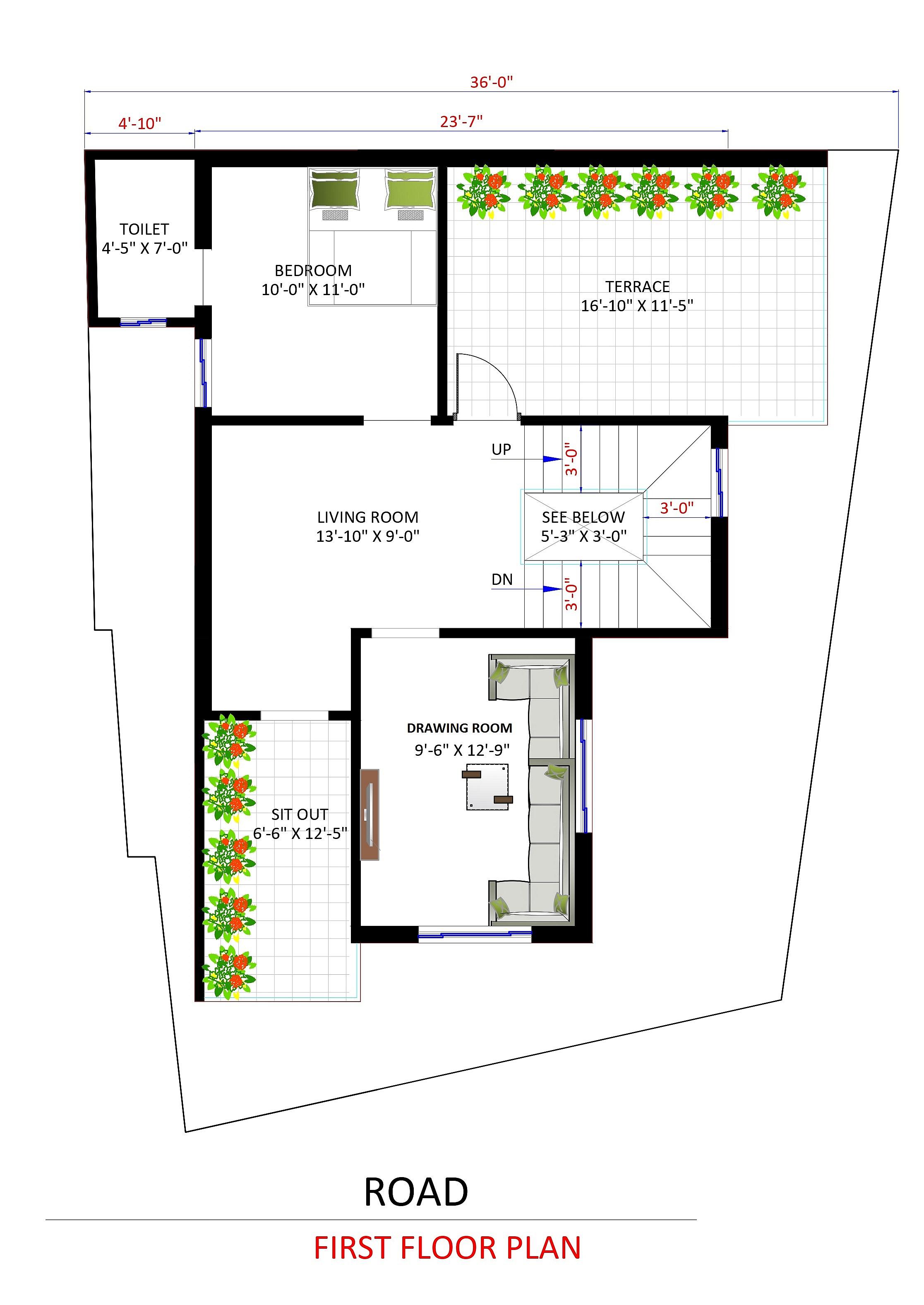 36X40 House Plan- 1440 sq ft Residential House Design at Amaravati thumbnail 2 — Project ID 7056