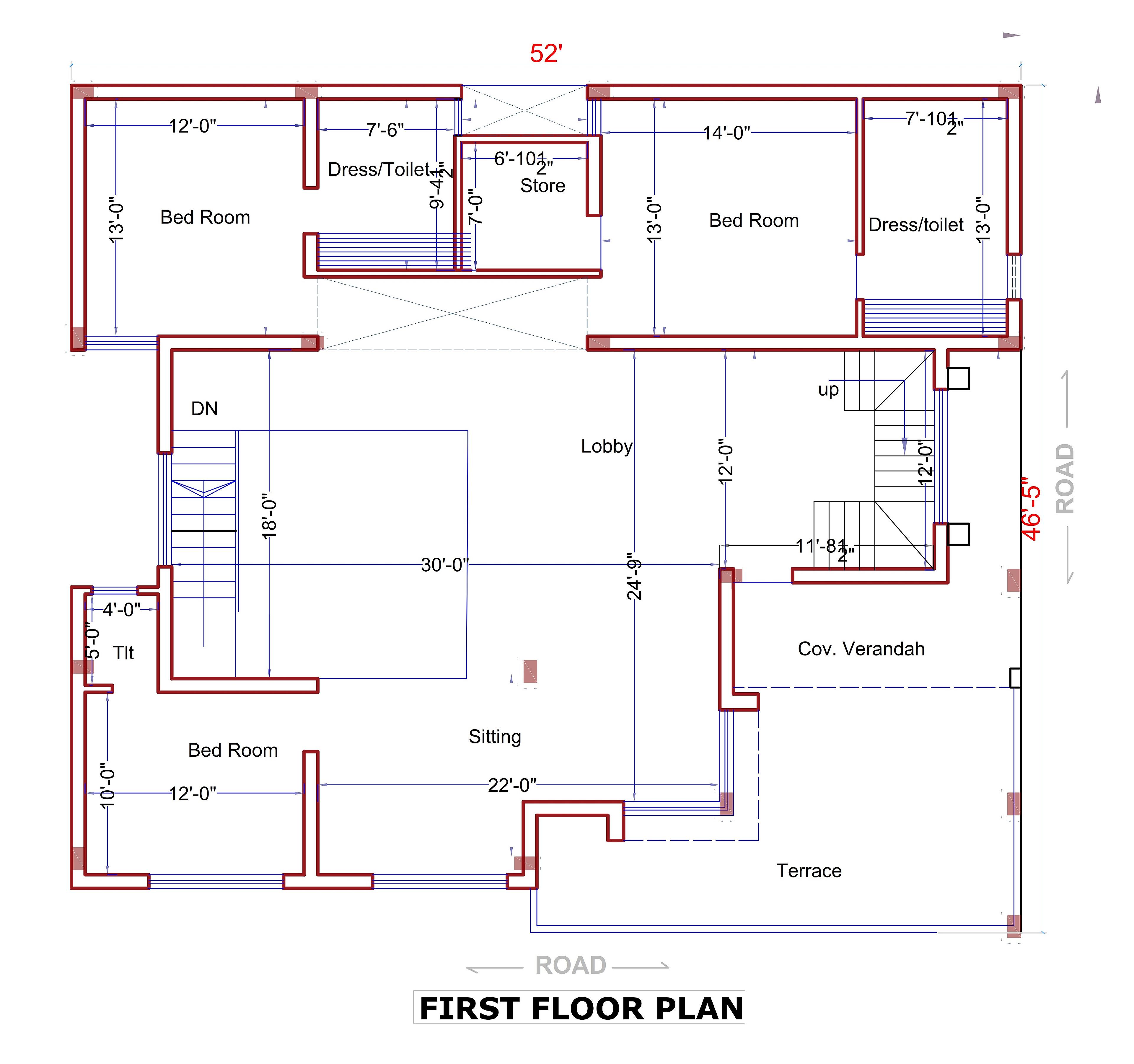 52X60 House plan- 3120 sqft Residential House Design at Jammu thumbnail 3 — Project ID 7059