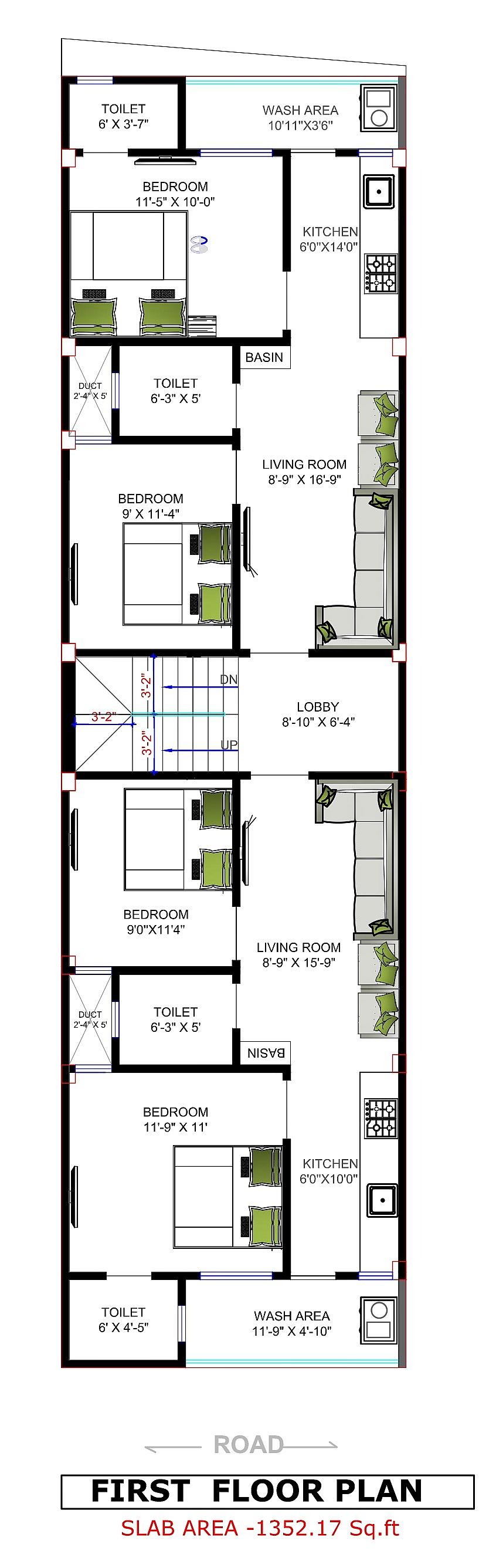 20X75 Apartment Plan- 1500 sq ft Residential Cum Commercial House Design at Patna thumbnail 3 — Project ID 7066
