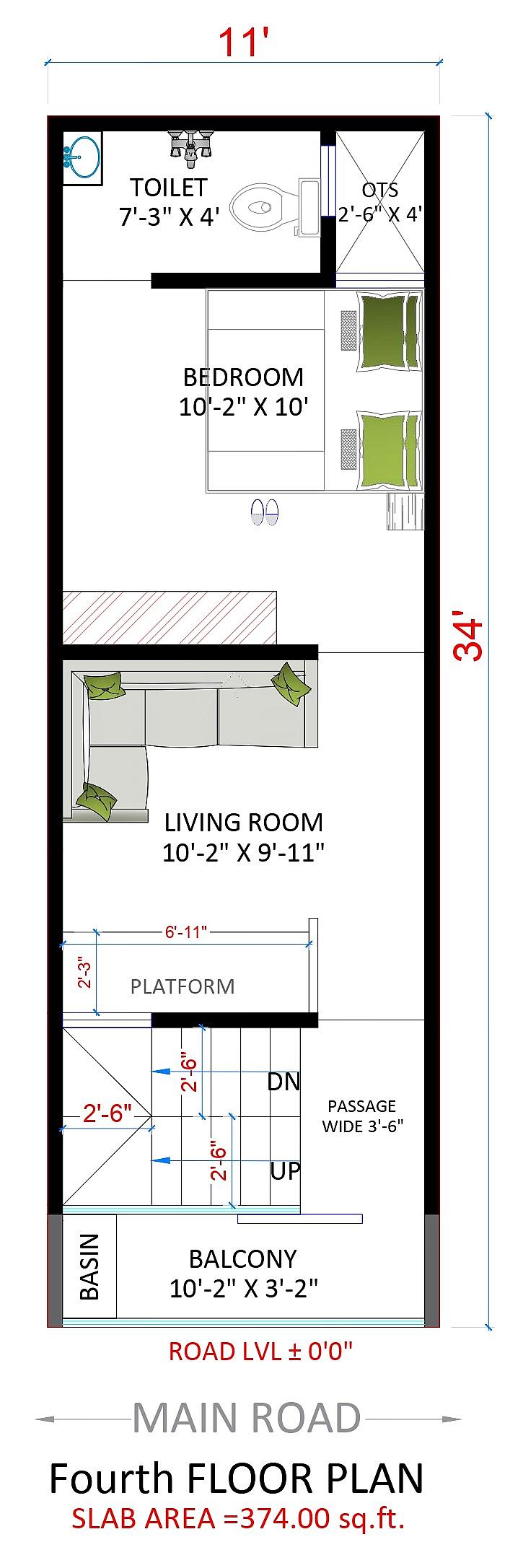 11X34 Multi Storey Residential Plan thumbnail 2 — Project ID 7068