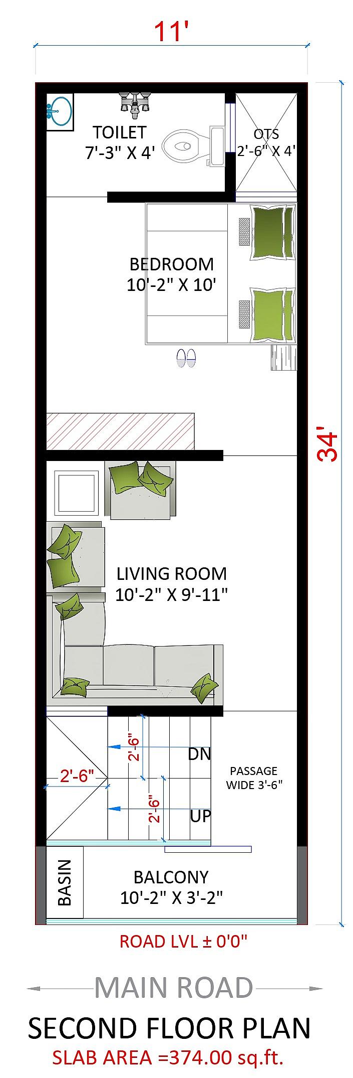 11X34 Multi Storey Residential Plan thumbnail 4 — Project ID 7068