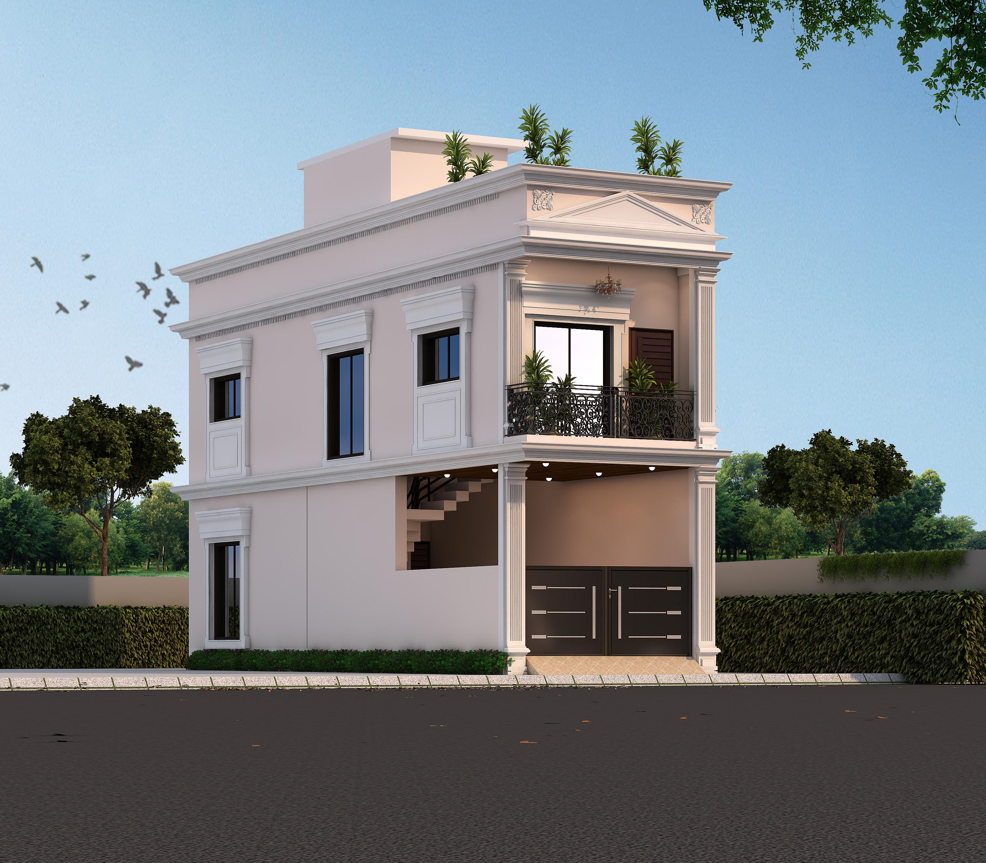 12X43 House With Office  Plan- 516 sq ft Residential Cum Commercial House Design at Muzaffarpur [BR]