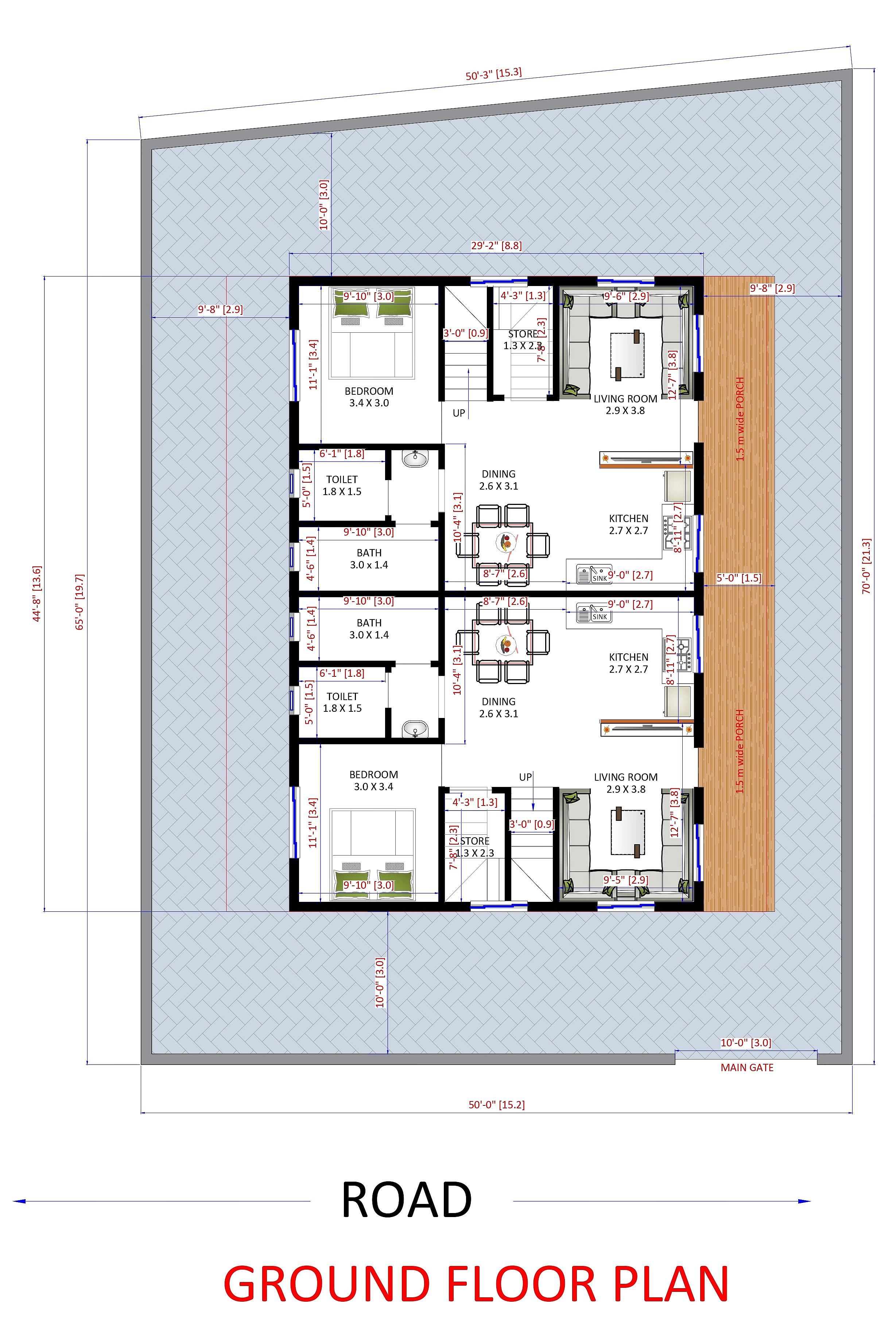 50X65 House Plan- 3250 sq ft Residential House Design at Mangor Hill thumbnail 3 — Project ID 7085