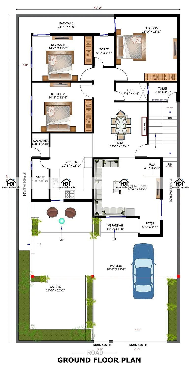 40X80 Residential With Rental Apartment Plan- 3200 sq ft Residential Cum Commercial House Design at Rewa [MP]