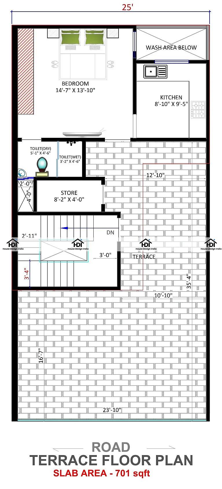 25X50 House Plan- 1250 sq ft Residential House Design at Jhansi thumbnail 3 — Project ID 7097