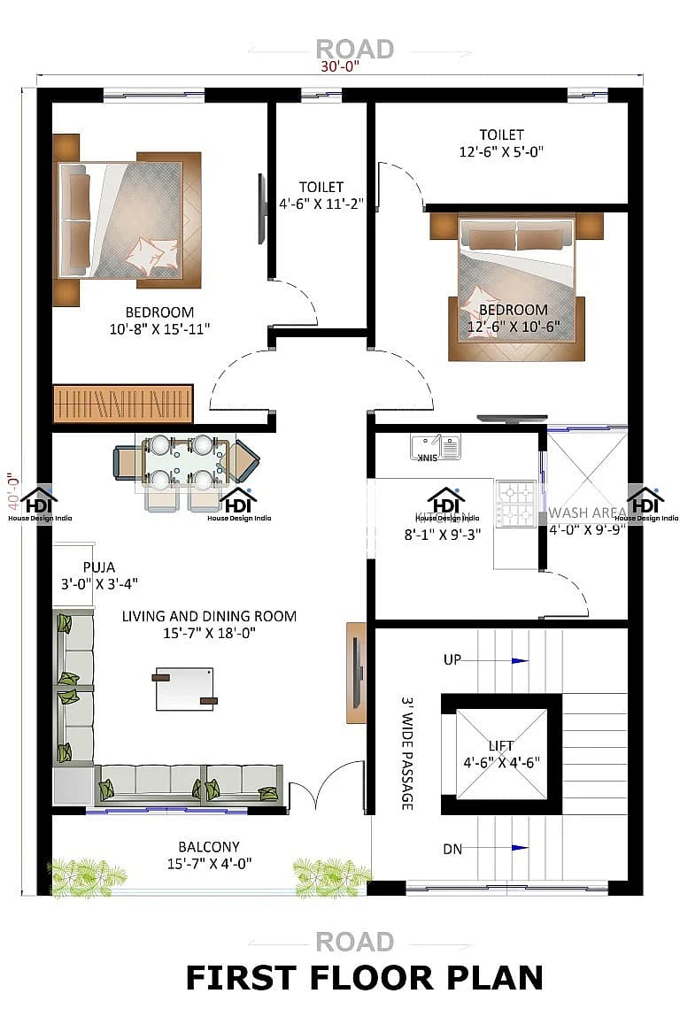 30X40 House With Shop Plan- 1200 sq ft Residential Cum Commercial House Design At Lalitpur thumbnail 3 — Project ID 7100