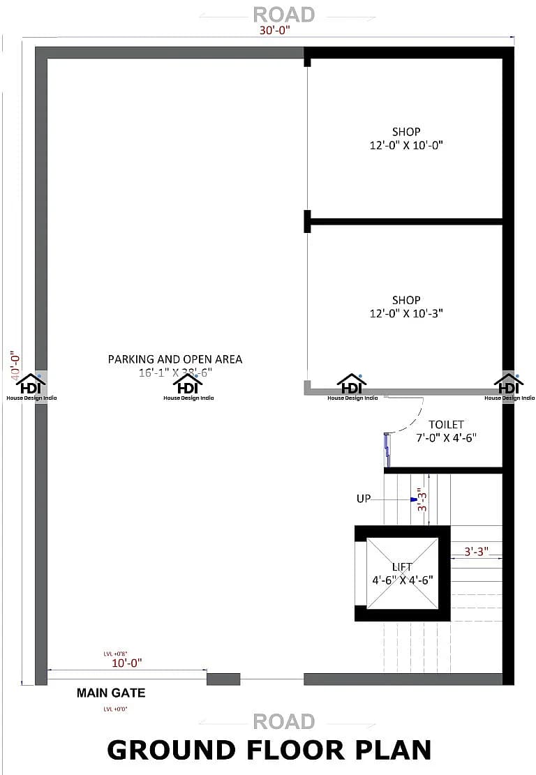 30X40 House With Shop Plan- 1200 sq ft Residential Cum Commercial House Design At Lalitpur thumbnail 4 — Project ID 7100