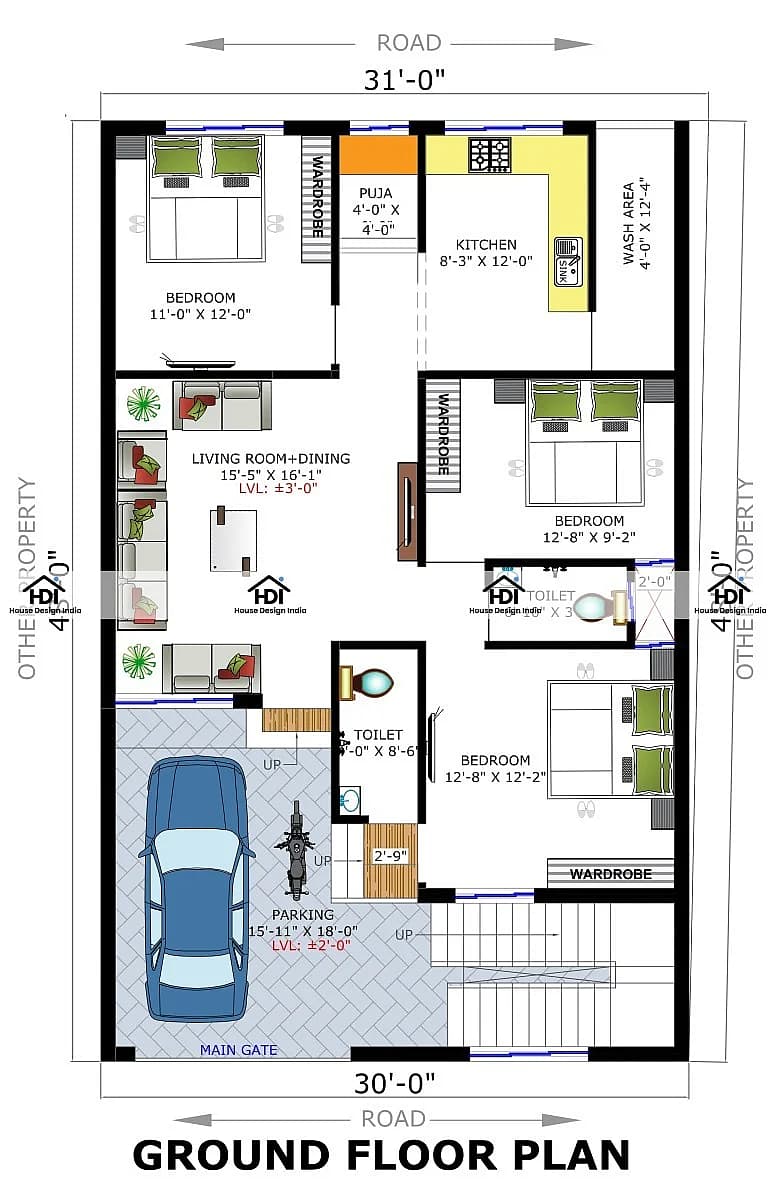 30X50 Residential House with Rental House Plan- 1500 sq ft Residential House Design at Gonda [UP]