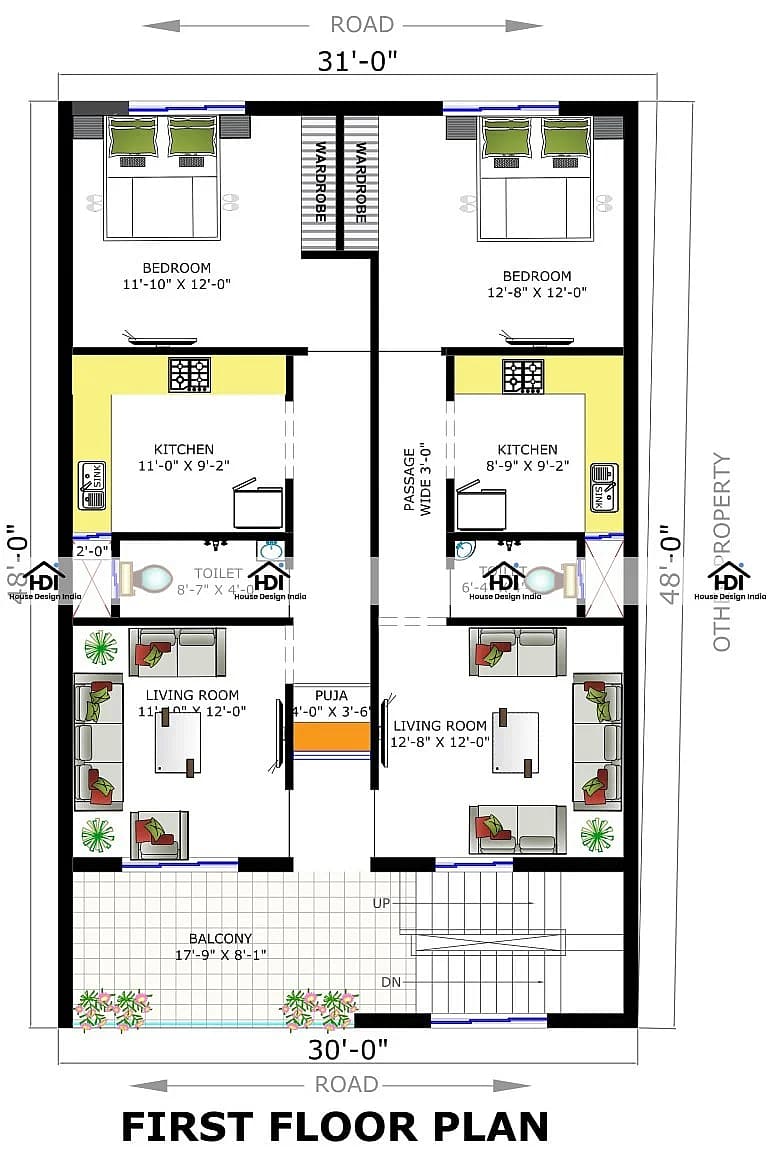 30X50 Residential House with Rental House Plan- 1500 sq ft Residential House Design at Gonda thumbnail 3 — Project ID 7102