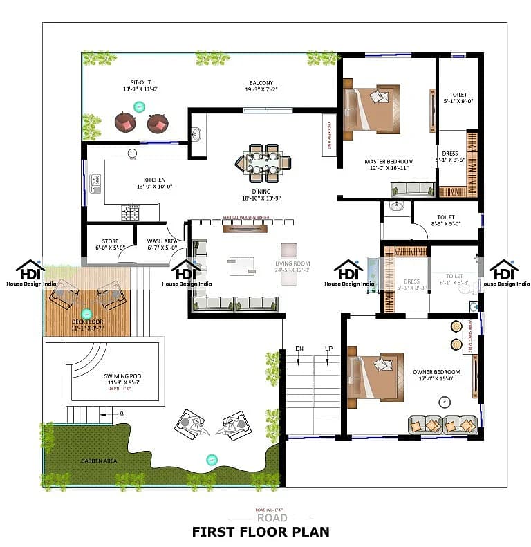 60X60 House Plan- 3600 sq ft Residential House Design at Bhilai thumbnail 2 — Project ID 7108