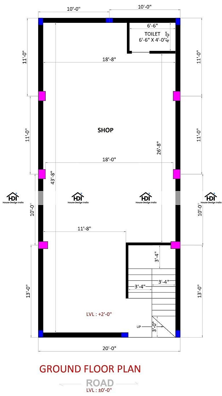 20X45 House With Shop Plan- 900 sq ft Residential Cum Commercial House Design at Raisen thumbnail 3 — Project ID 7110