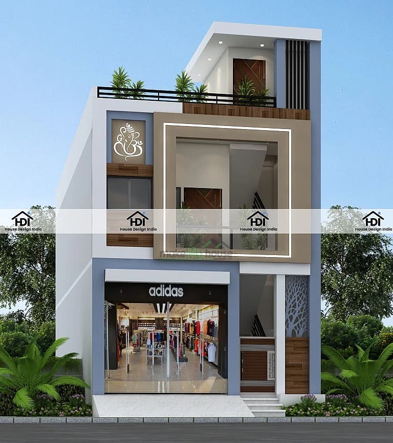 20X45 House With Shop Plan- 900 sq ft Residential Cum Commercial House Design at Raisen
