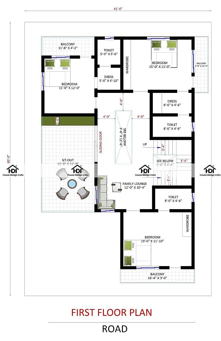 40X60 House Plan- 2400 sq ft Residential House Design at Sigao thumbnail 2 — Project ID 7116