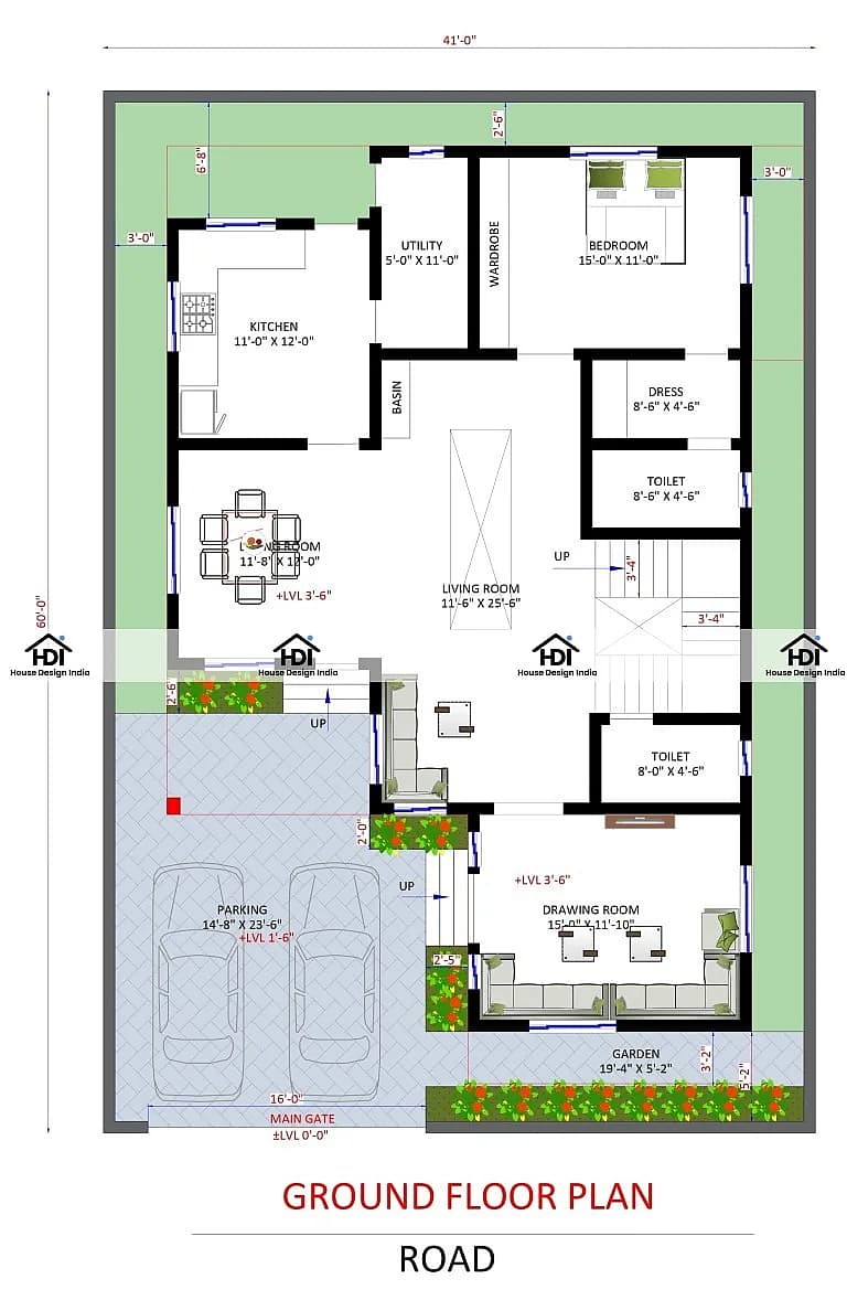 40X60 House Plan- 2400 sq ft Residential House Design at Sigao thumbnail 3 — Project ID 7116
