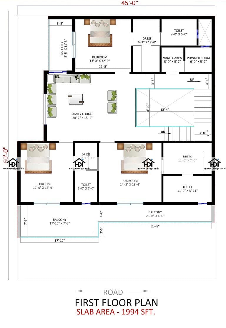 45X60 House Plan- 2700 sq ft Residential House Design at Jammu thumbnail 3 — Project ID 7119