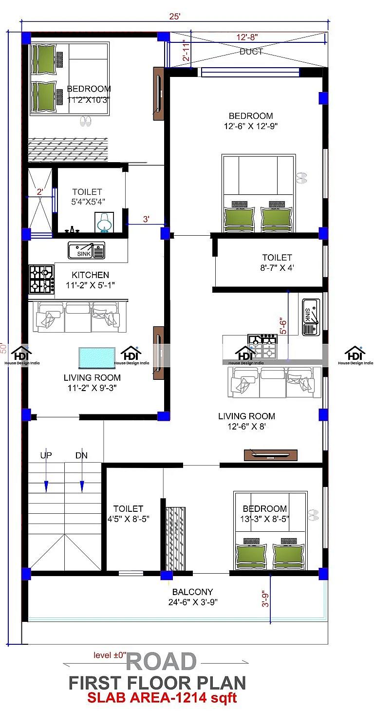 25X50 Residential House with Rental House Plan- 1250 sq ft Residential Cum Commercial House Design at Nagpur thumbnail 2 — Project ID 7121