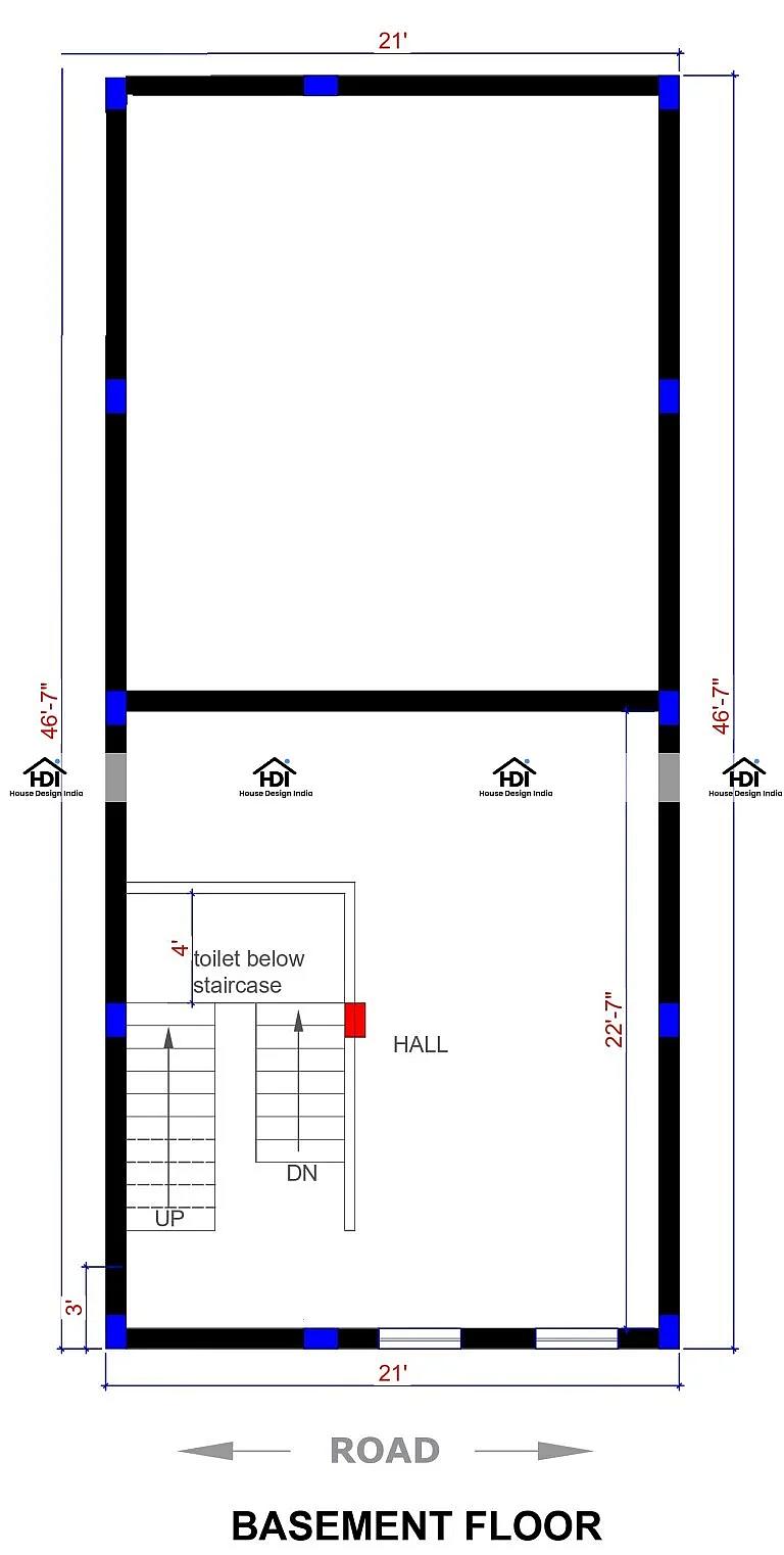 20X50 Commercial Hall With Residential House Plan- 1000 sq ft Residential Cum Commercial House Design At Bhopal thumbnail 4 — Project ID 7152