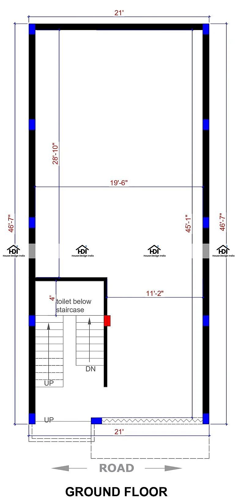 20X50 Commercial Hall With Residential House Plan- 1000 sq ft Residential Cum Commercial House Design At Bhopal thumbnail 3 — Project ID 7152