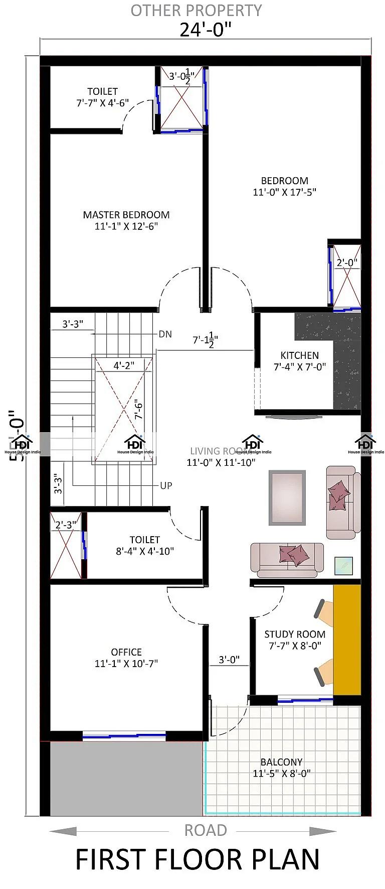 24X55 House plan- 1320 sqft Residential Cum Commercial house design At Agra thumbnail 3 — Project ID 7158