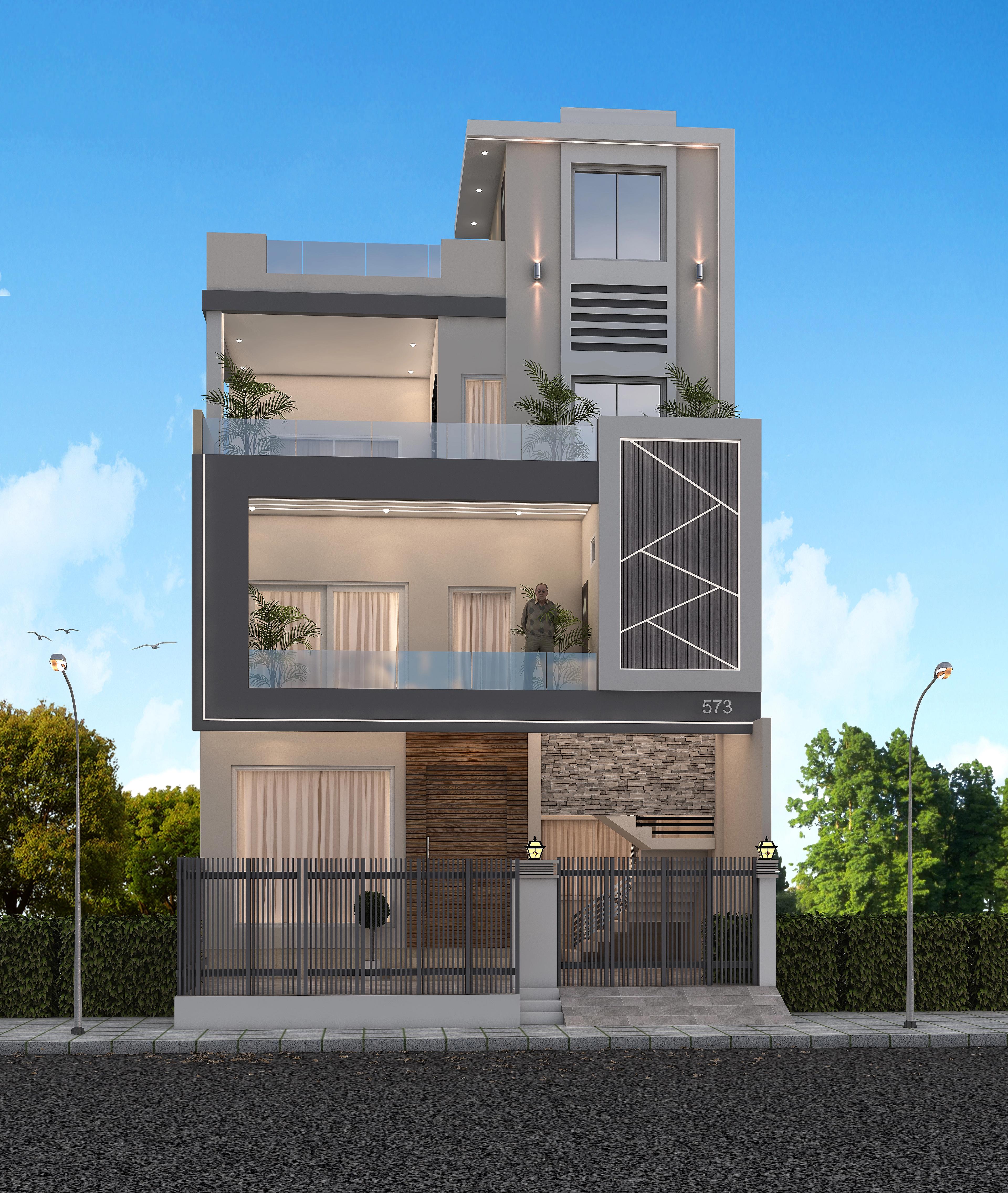 27X64 House Plan- 1728 sq ft Residential Cum Commercial House Design at Mohali thumbnail 1 — Project ID 7162