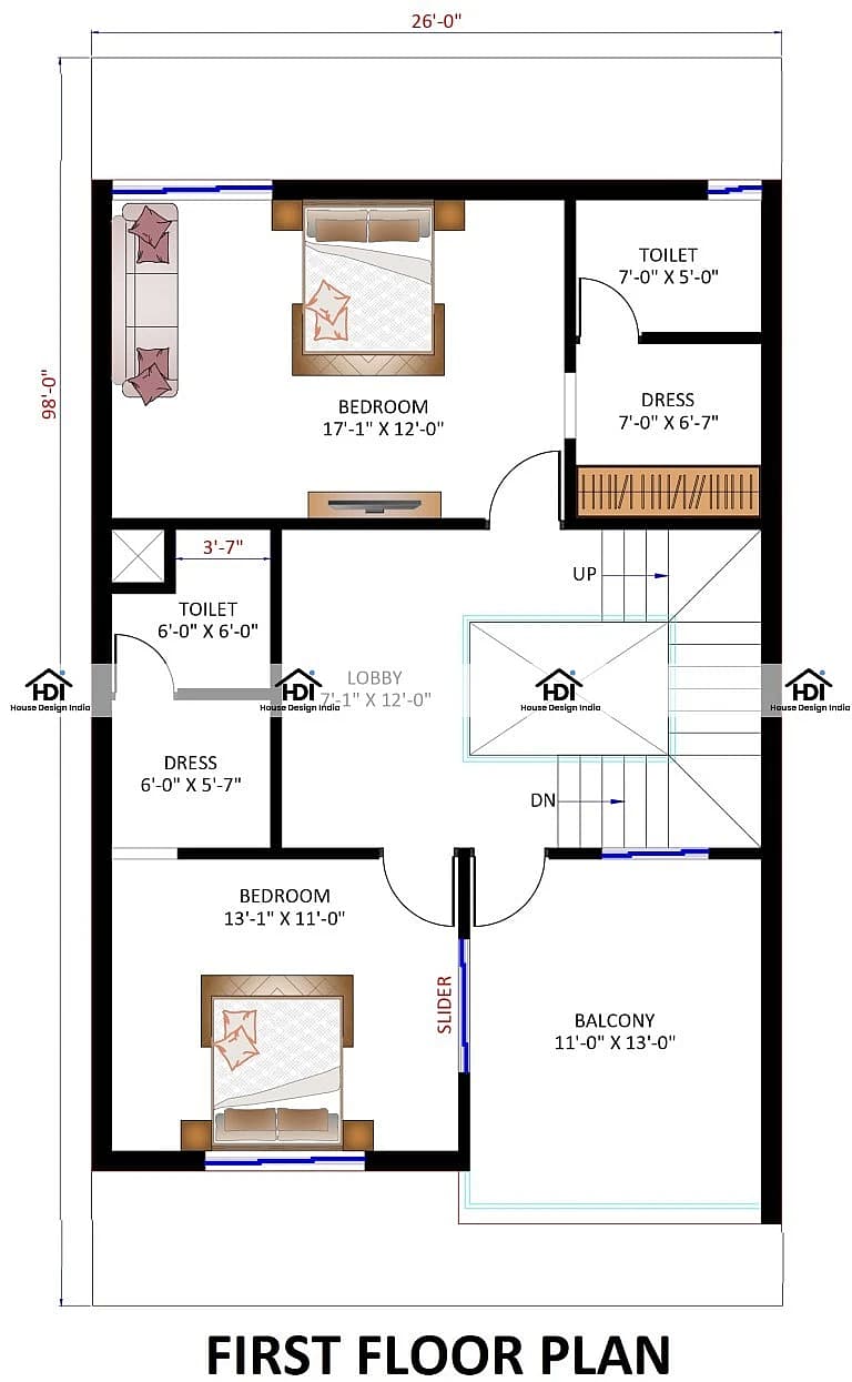 26X100 House Plan- 2600 sq ft Residential House Design at Raigarh — photo 2 — Project ID 7166