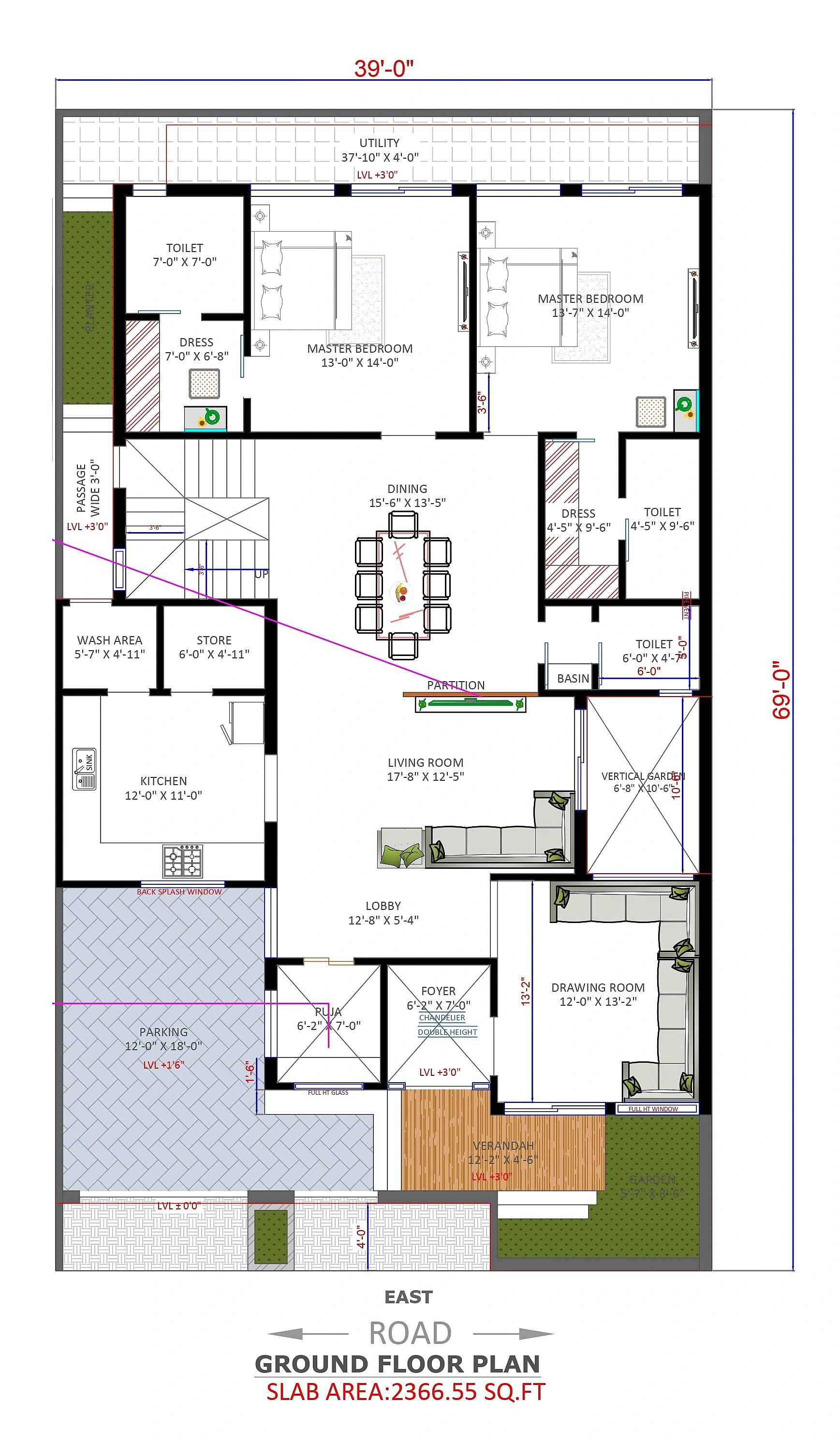 40X70 House Plan- 2800 sq ft Residential House Design at Bhilwara thumbnail 2 — Project ID 7167