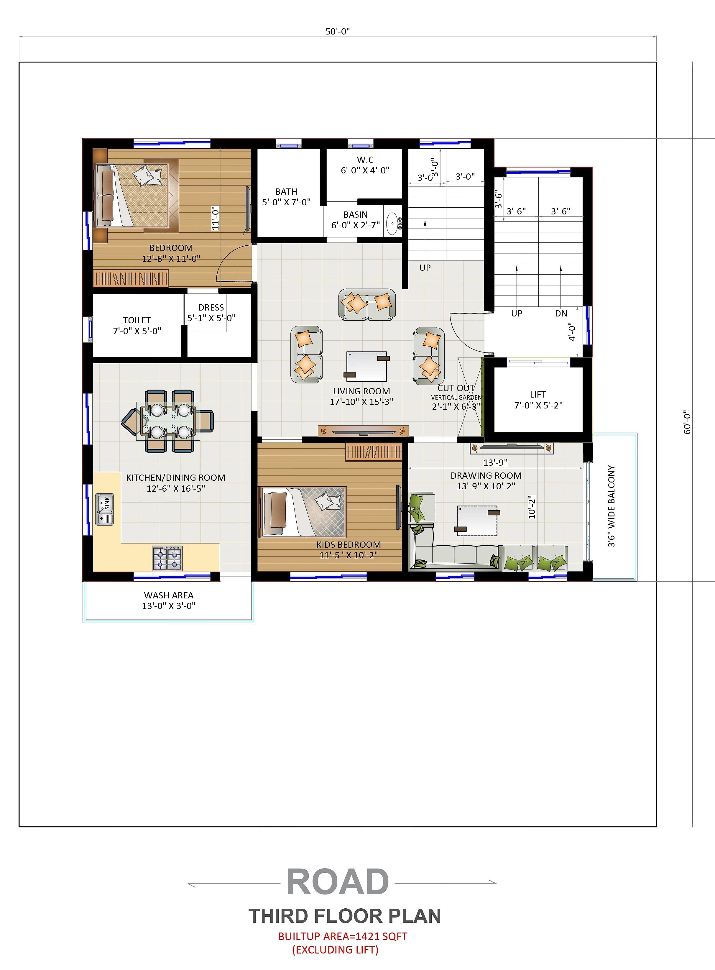 50X60 House With Office Plan- 3000 sq ft Residential Cum Commercial House Design at Pune thumbnail 3 — Project ID 7175