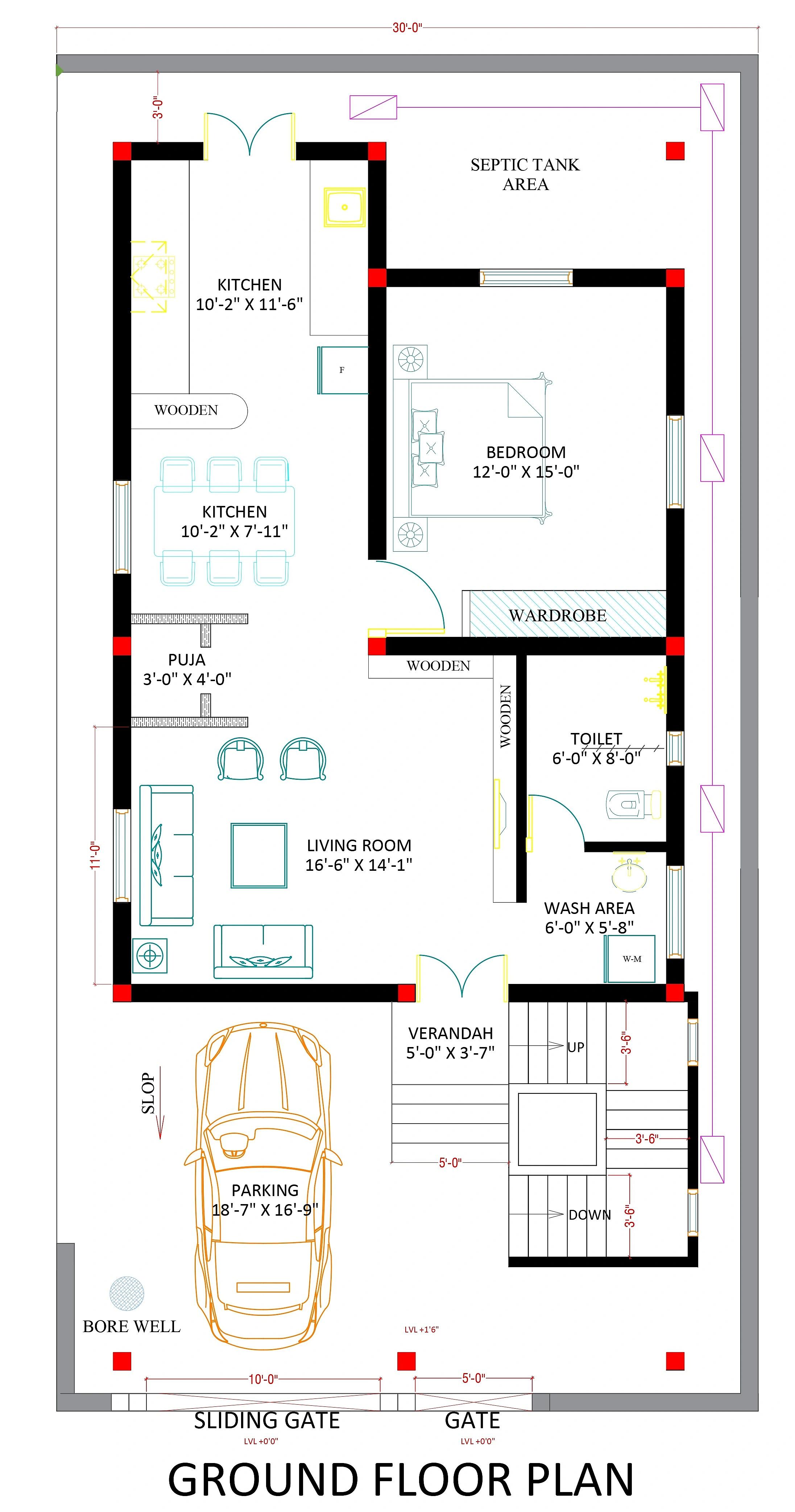 30X60 House Plan- 1800 sq ft Residential Cum Commercial House Design at Bhubaneswar thumbnail 3 — Project ID 7182