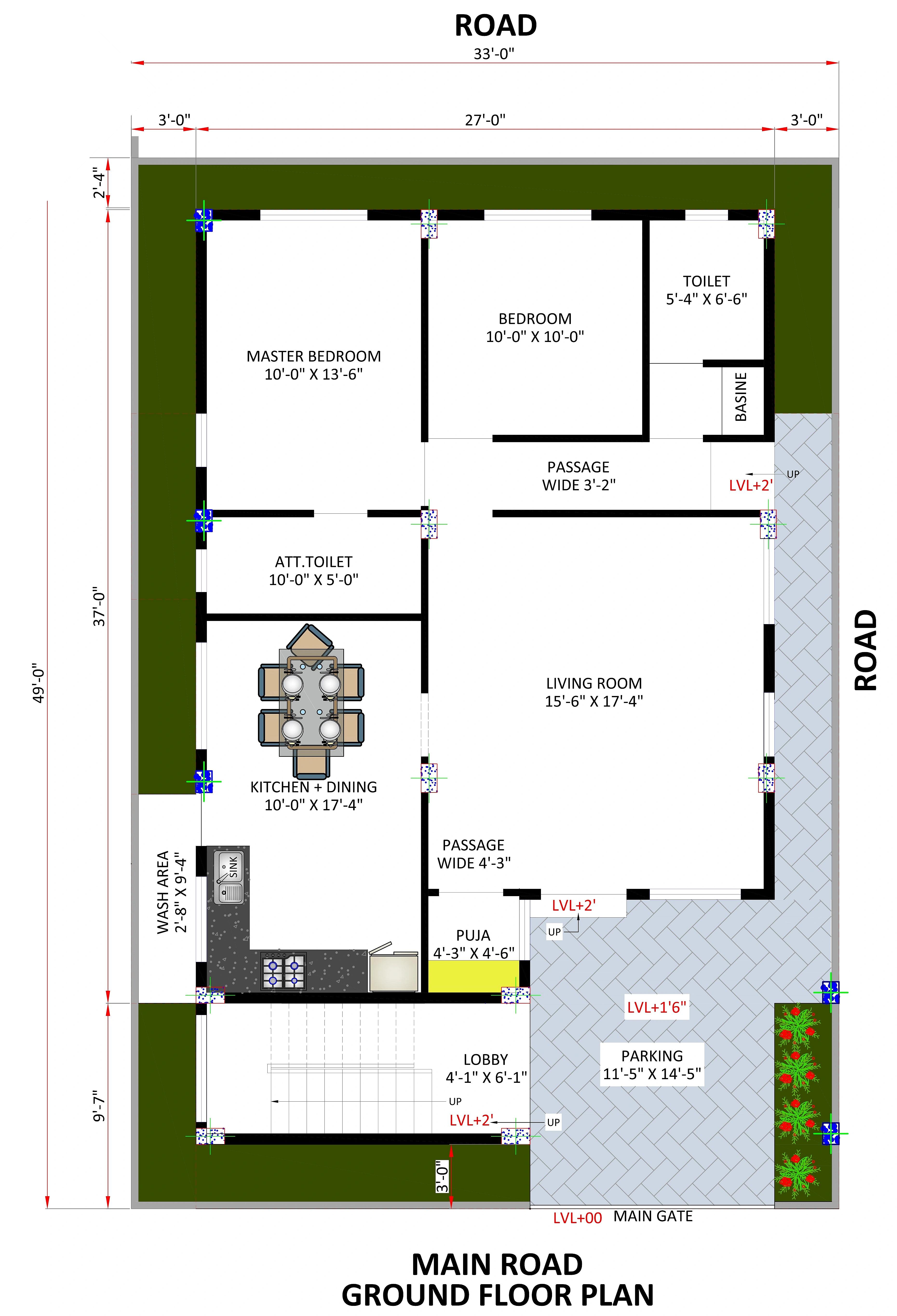 30X50 Residential House with Rental House Plan- 1500 sq ft Residential Cum Commercial House Design at Bangalore thumbnail 3 — Project ID 7184