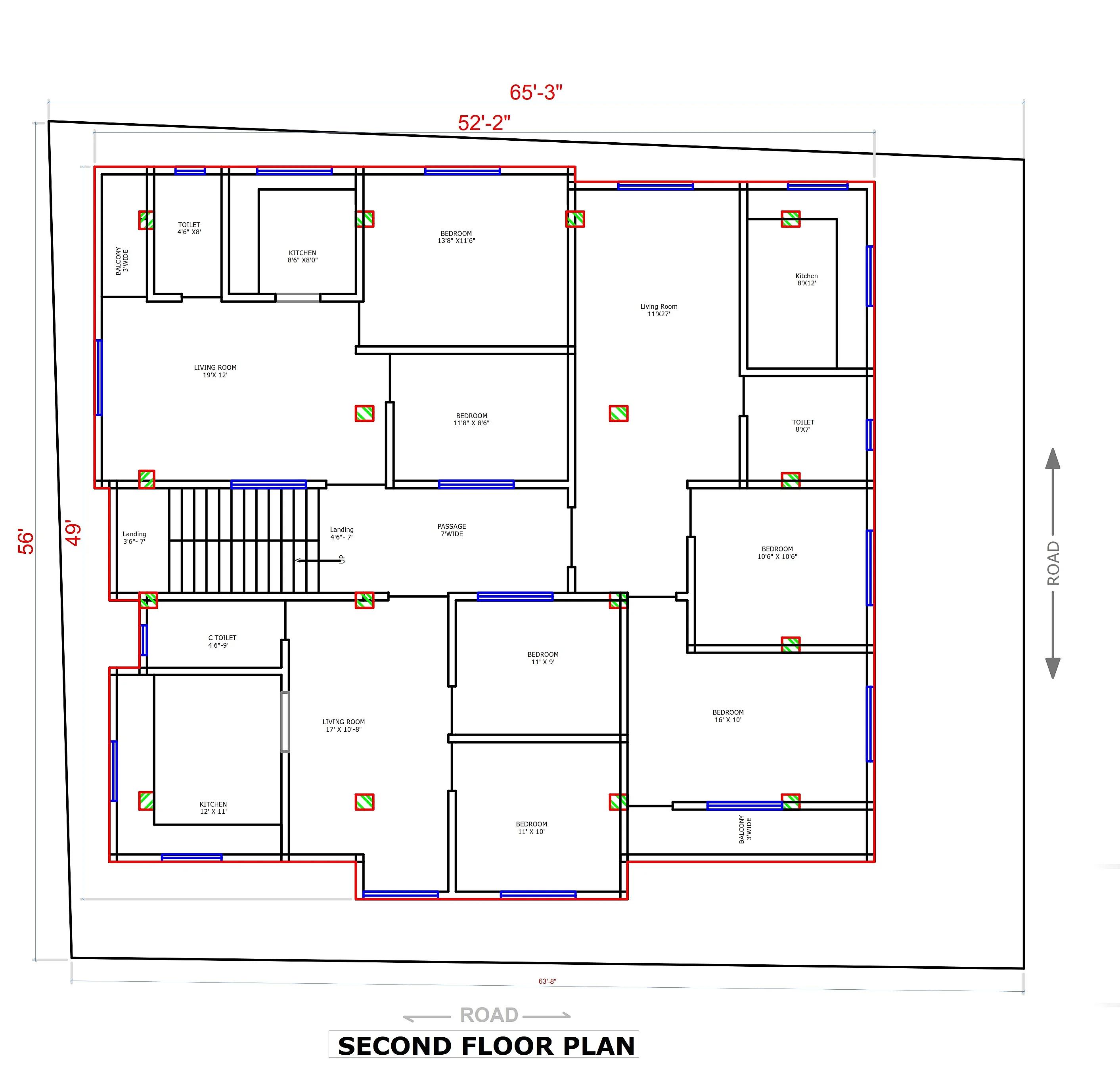 65X56 Rental House with Office plan- 3640 sq ft Residential Cum Commercial House Design at Guwahati thumbnail 2 — Project ID 7188