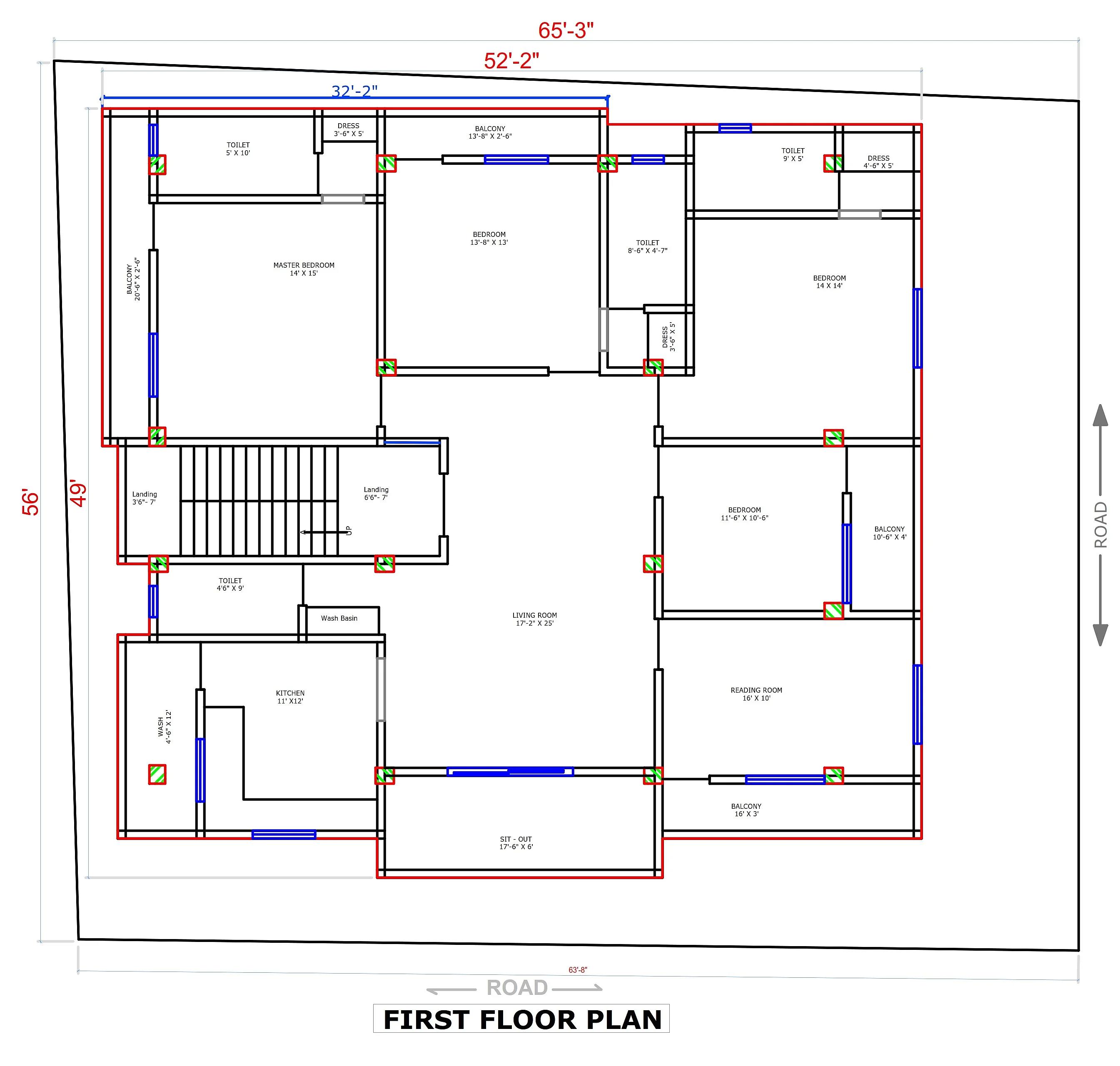 65X56 Rental House with Office plan- 3640 sq ft Residential Cum Commercial House Design at Guwahati thumbnail 3 — Project ID 7188