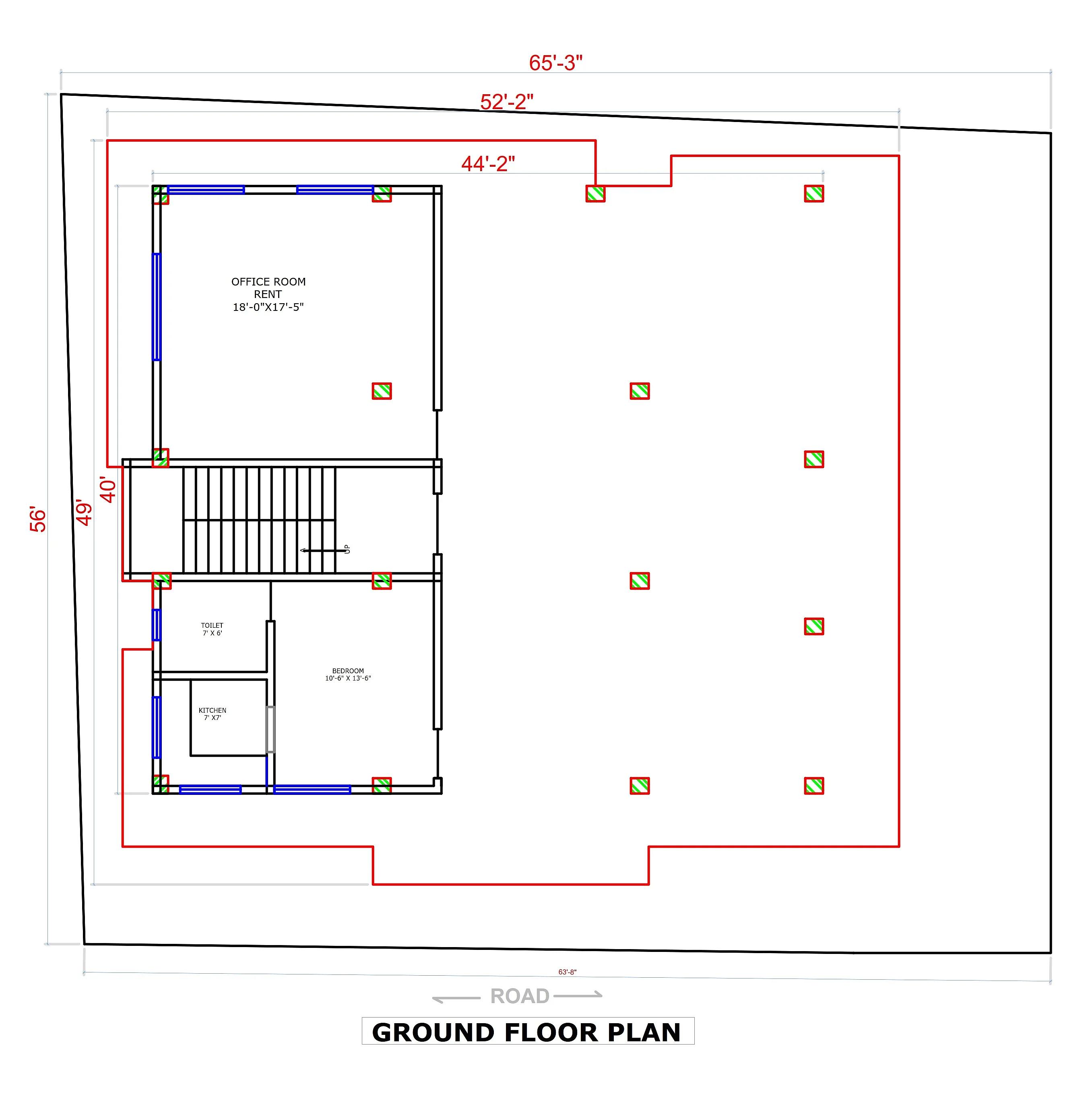 65X56 Rental House with Office plan- 3640 sq ft Residential Cum Commercial House Design at Guwahati thumbnail 4 — Project ID 7188