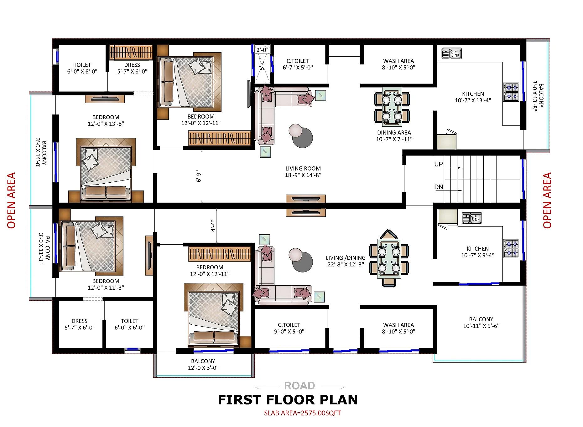 60X40 Residential House with Rental House Plan- 2400 sq ft Residential Cum Commercial House Design at Bangalore [KA]