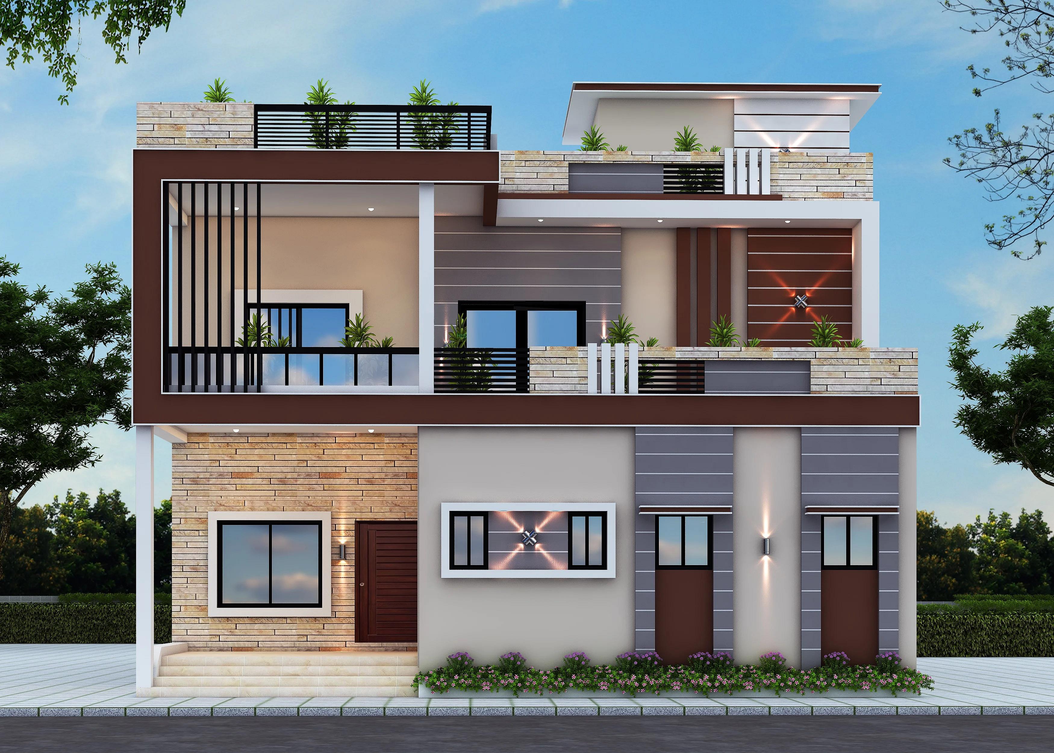 40X65 House With Office  Plan- 2600 sq ft Residential Cum Commercial House Design at Sultanpur [UP]