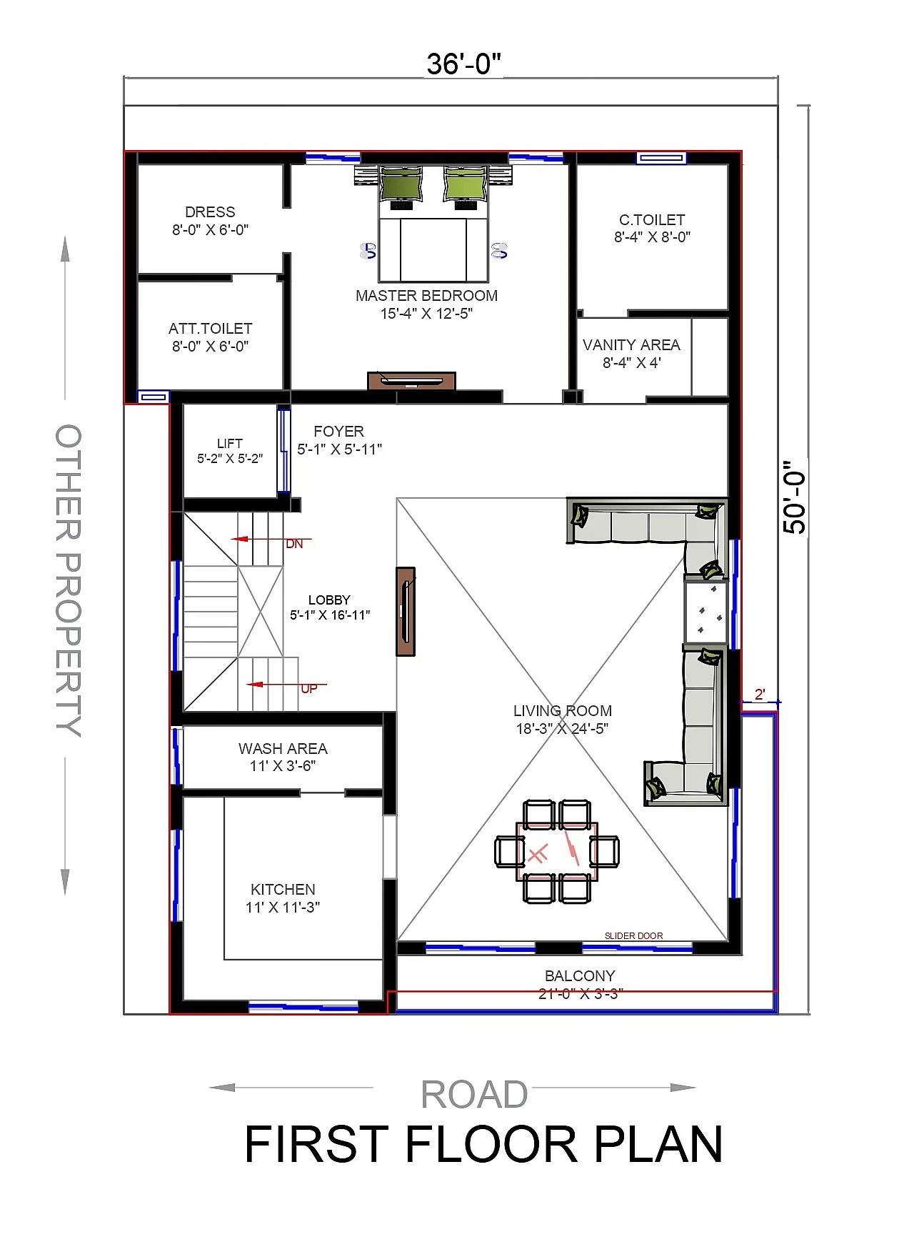 36X50 House With Office Plan- 1800 sq ft Residential Cum Commercial House Design at Hyderabad thumbnail 2 — Project ID 7197