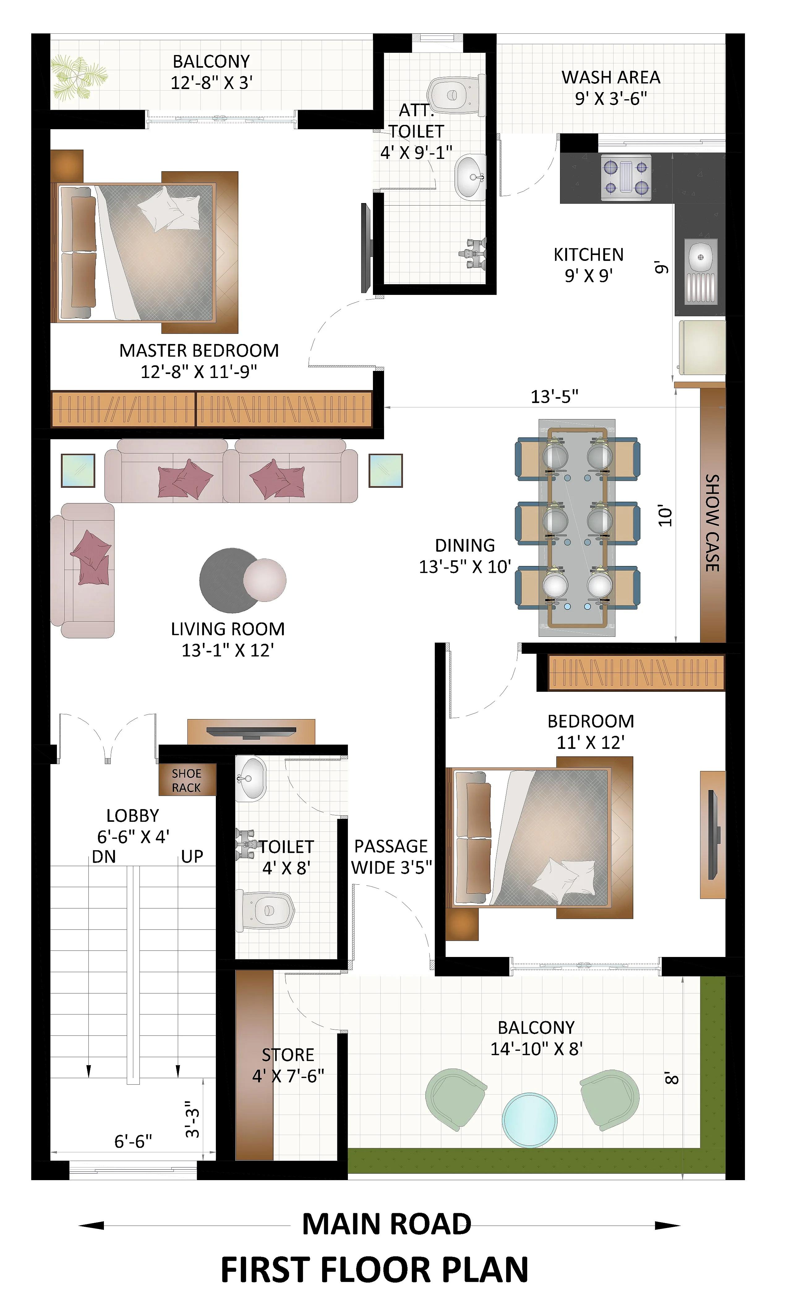 28X45 Residential House with Rental House plan- 1260 sqft Residential house design At Gurgaon thumbnail 2 — Project ID 7198