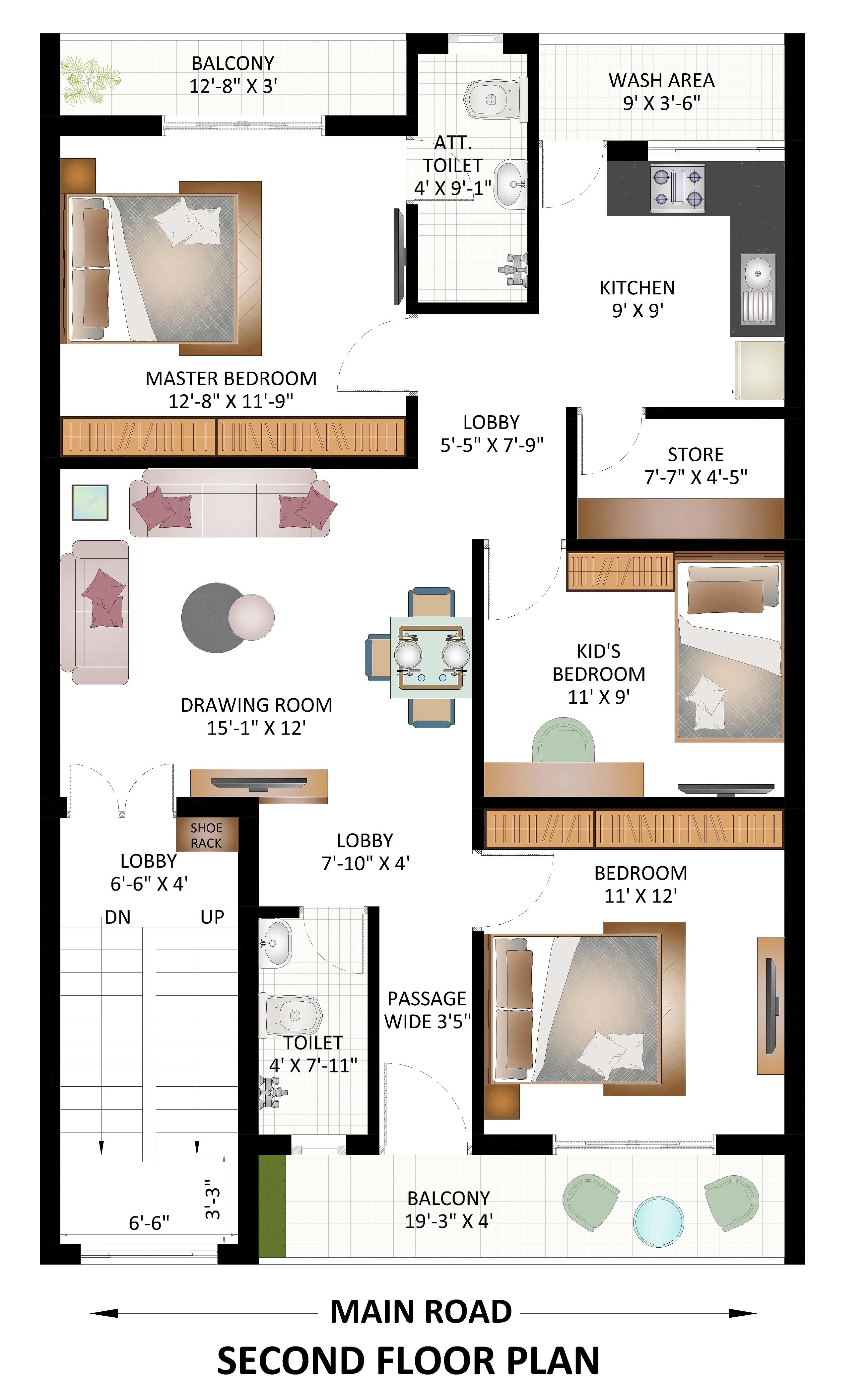 28X45 Residential House with Rental House plan- 1260 sqft Residential house design At Gurgaon [HR]