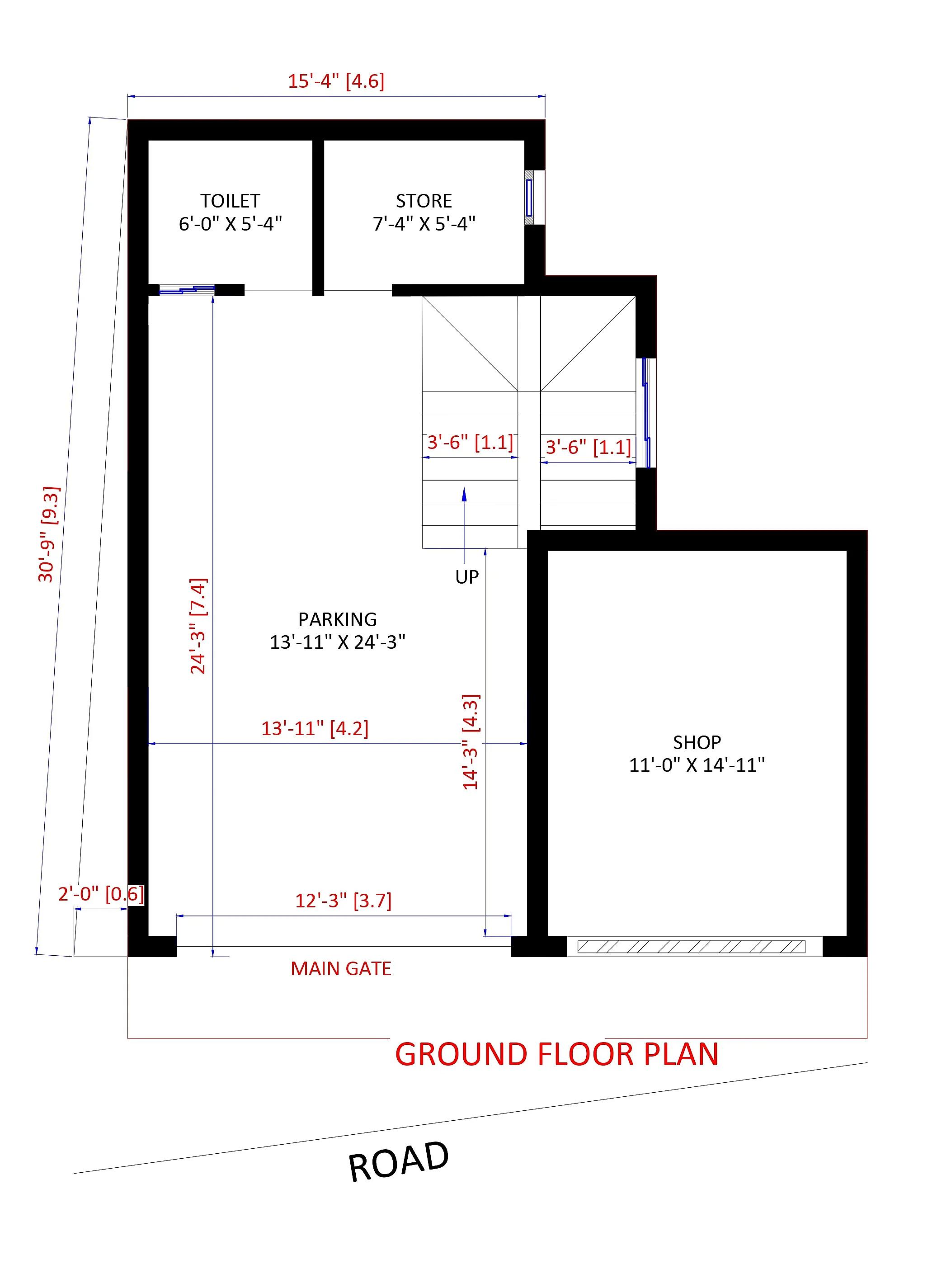 25X30 House With Shop Plan- 750 sqft Residential Cum Commercial House Design at Palampur thumbnail 3 — Project ID 7200