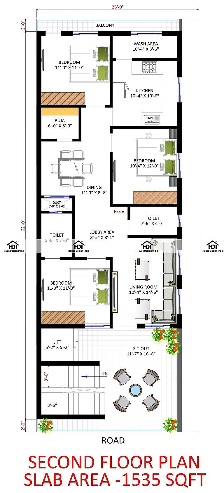 26X62 Commercial Hall With Residential House Plan- 1612 sq ft Residential Cum Commercial House Design at Rajahmundry [AP]
